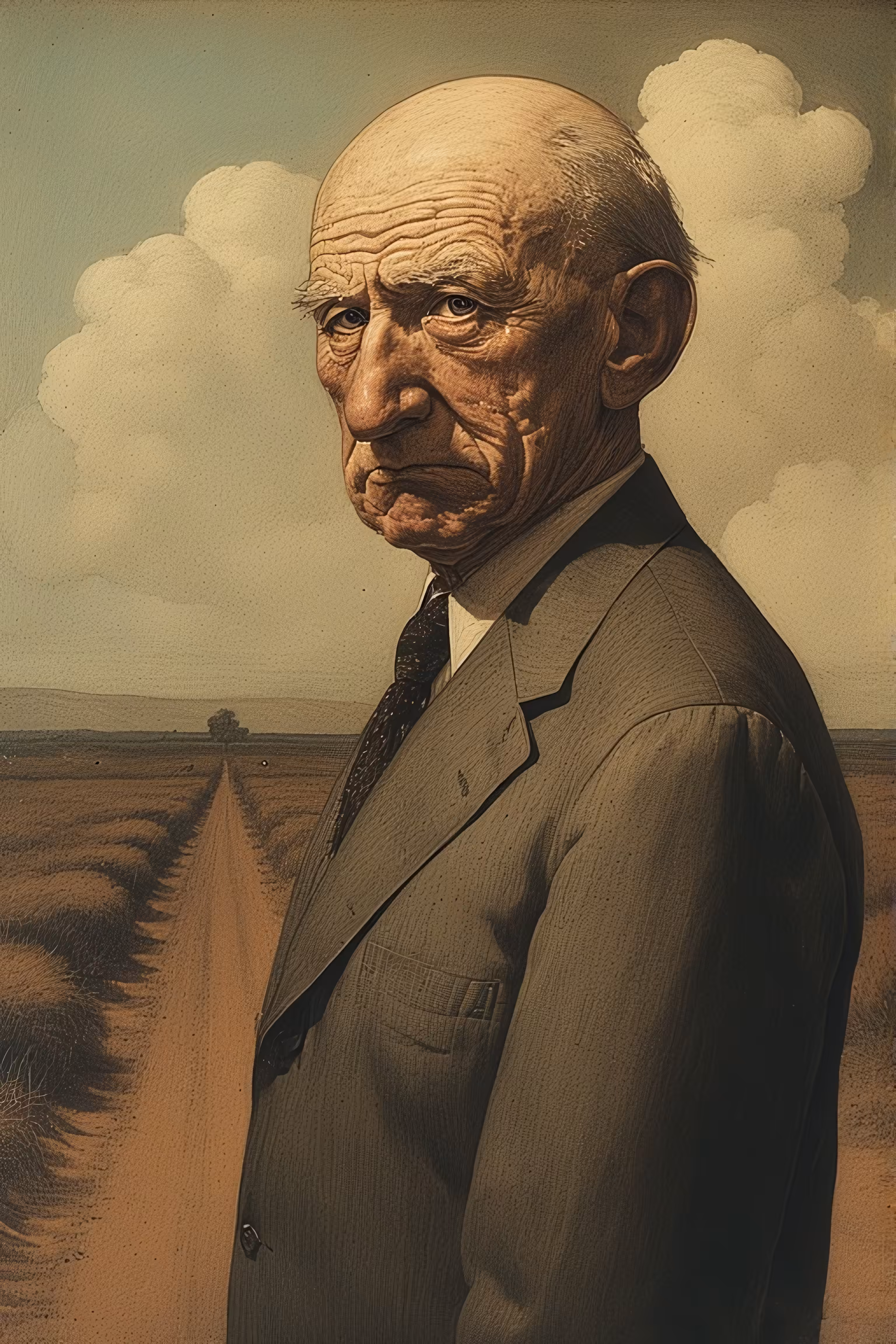 365 Brushstrokes of the Future: The Silent Observer: Portrait of a Rural Gentleman