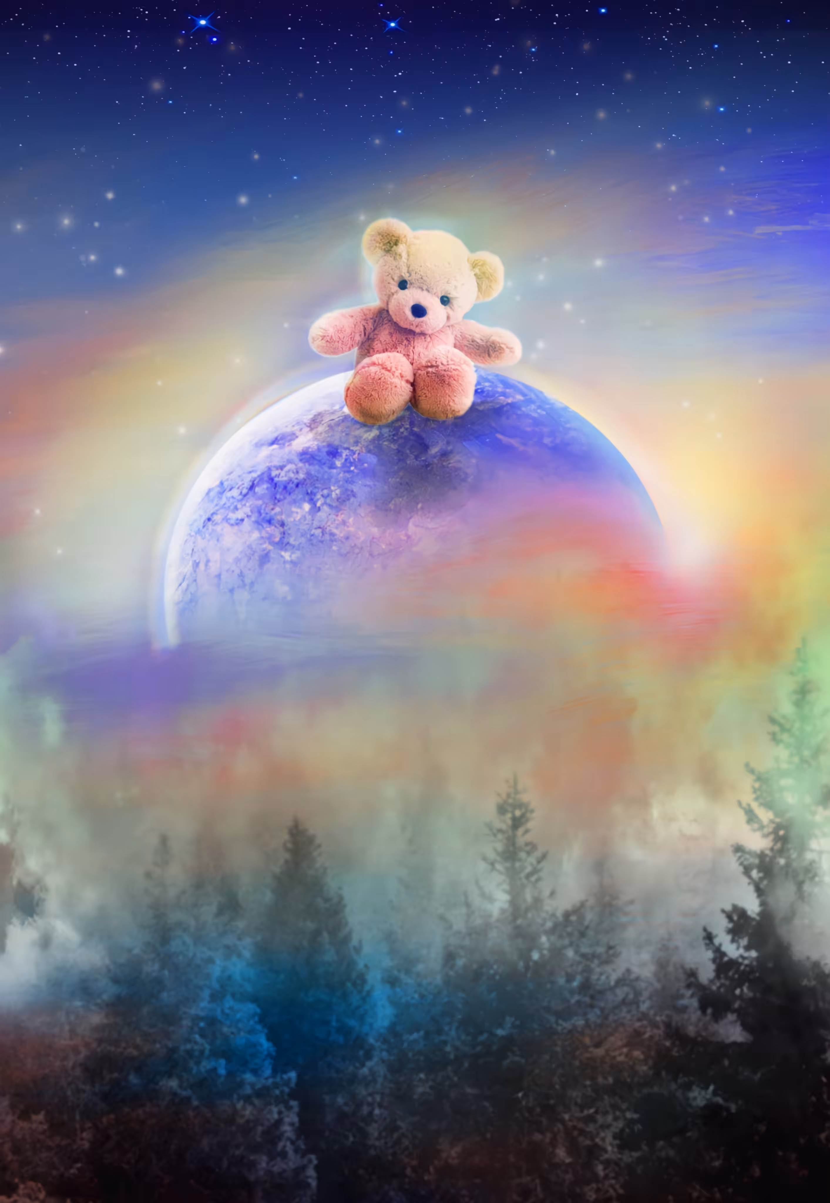 teddy bear on the moon