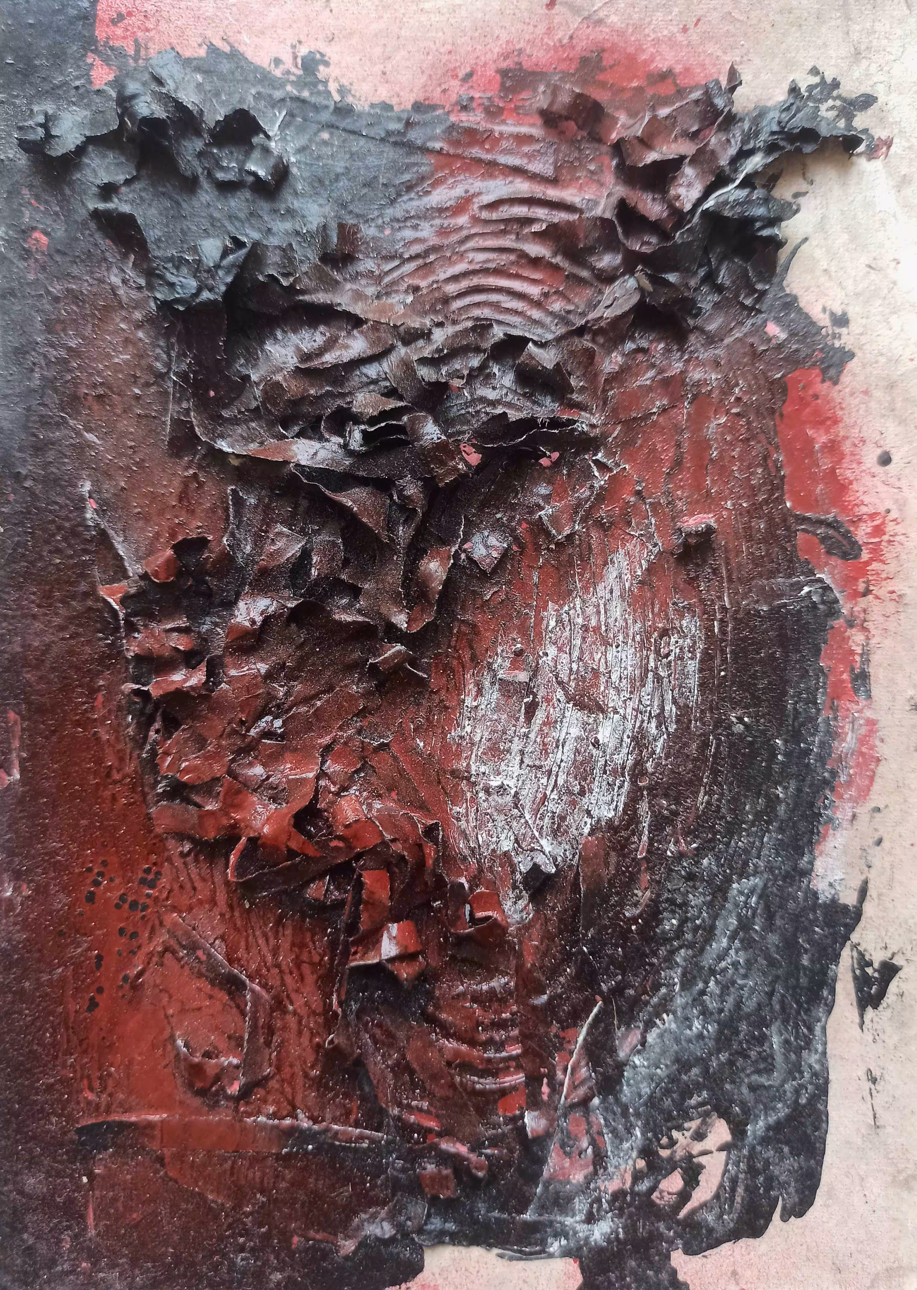 Mystic XI: Chalk Powder, Glue, Acrylic paint, Discarded Paper, Alcohol, Ink, Spray Paint
