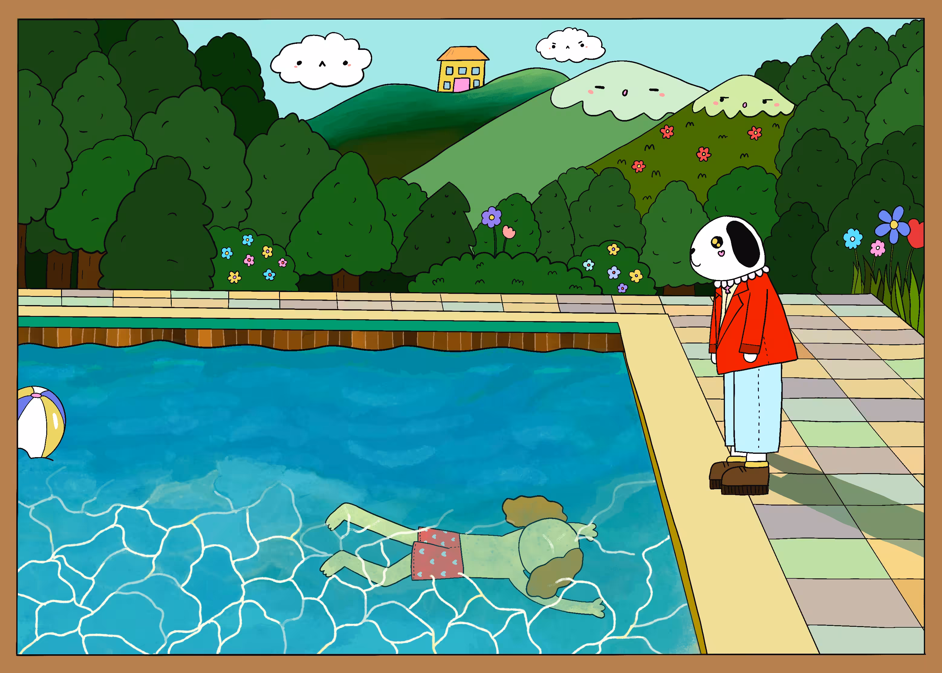 Portrait of Puppies (Pool with Two Animals)