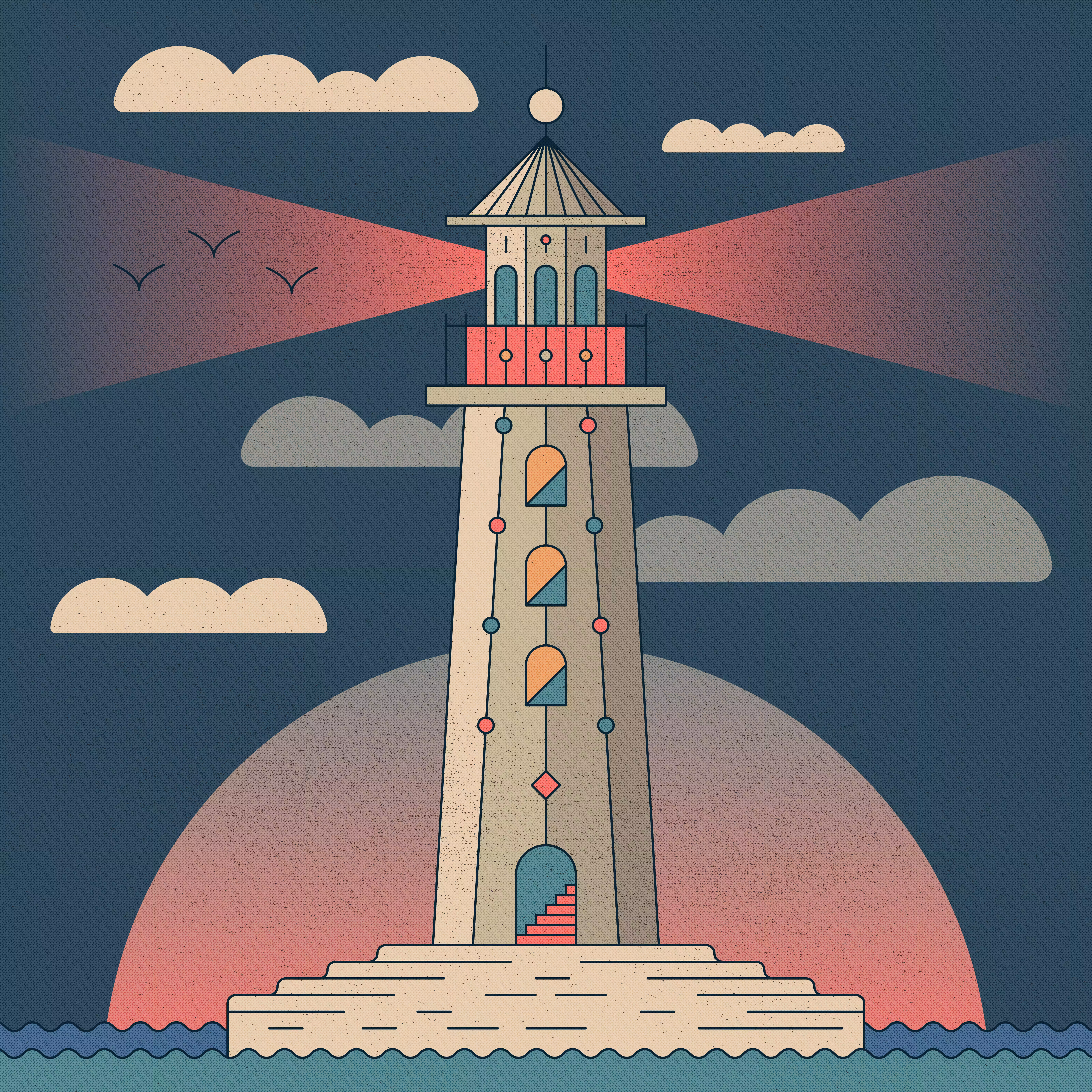 Lighthouse and moon