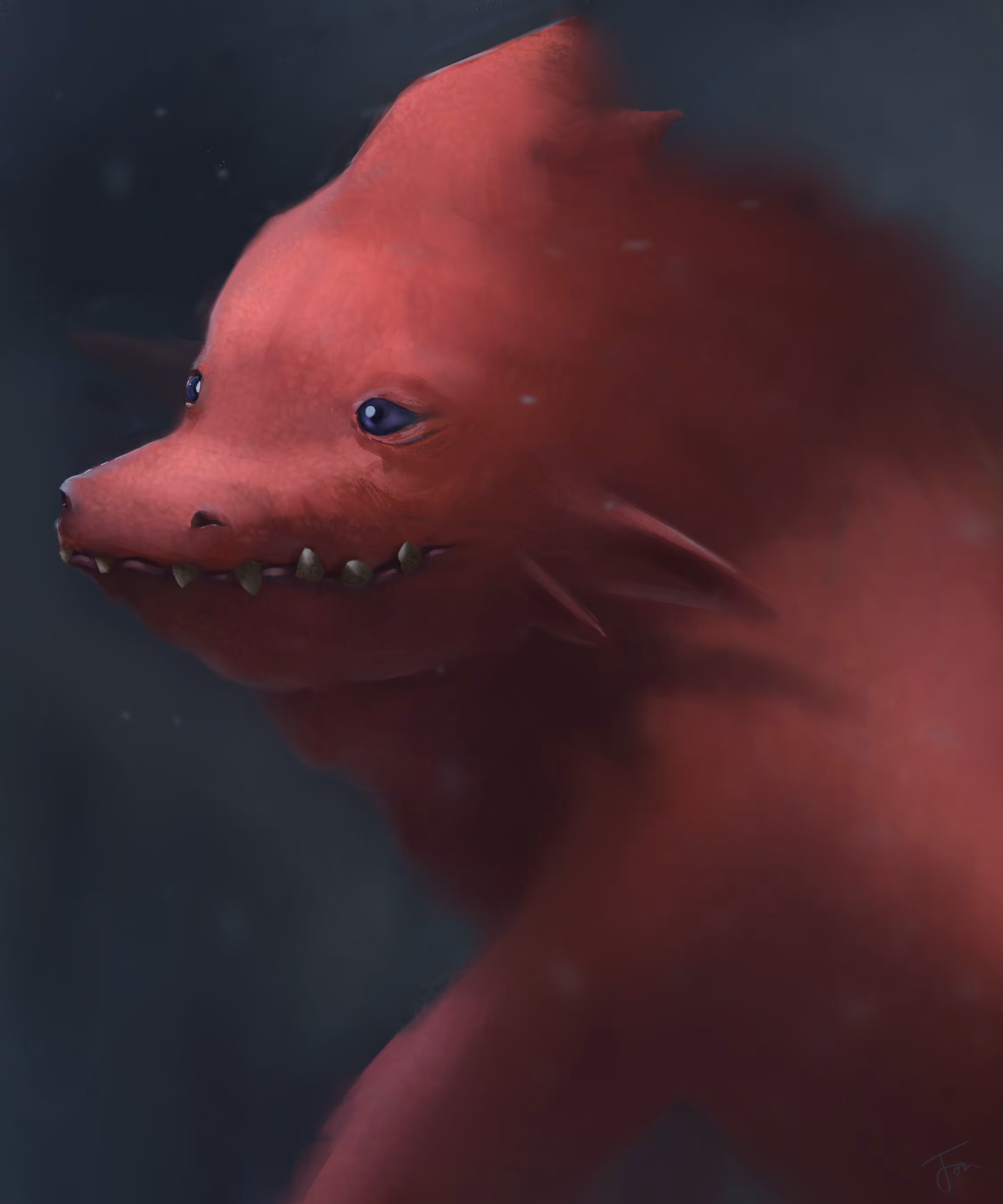 Faithful Until The End - Red dragon portrait painting