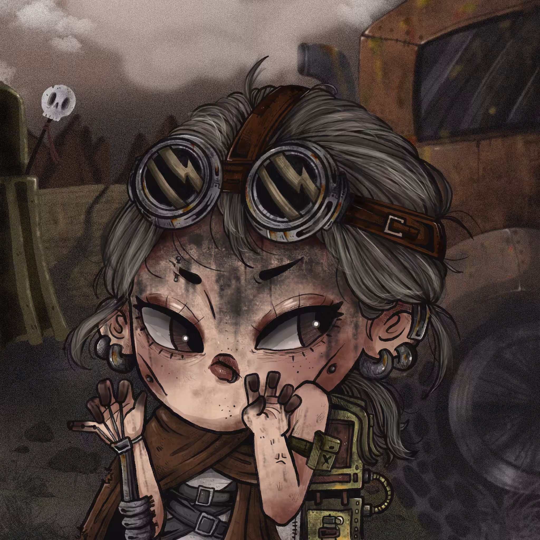 MISSING NOSE POSTAPOCALYPTIC MECHANICAL ARM