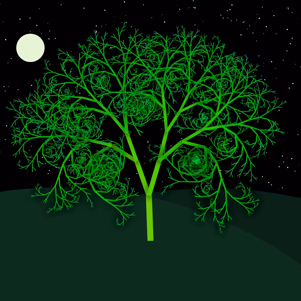 Moonlit Trees of Iterative Fractal Chaos #25