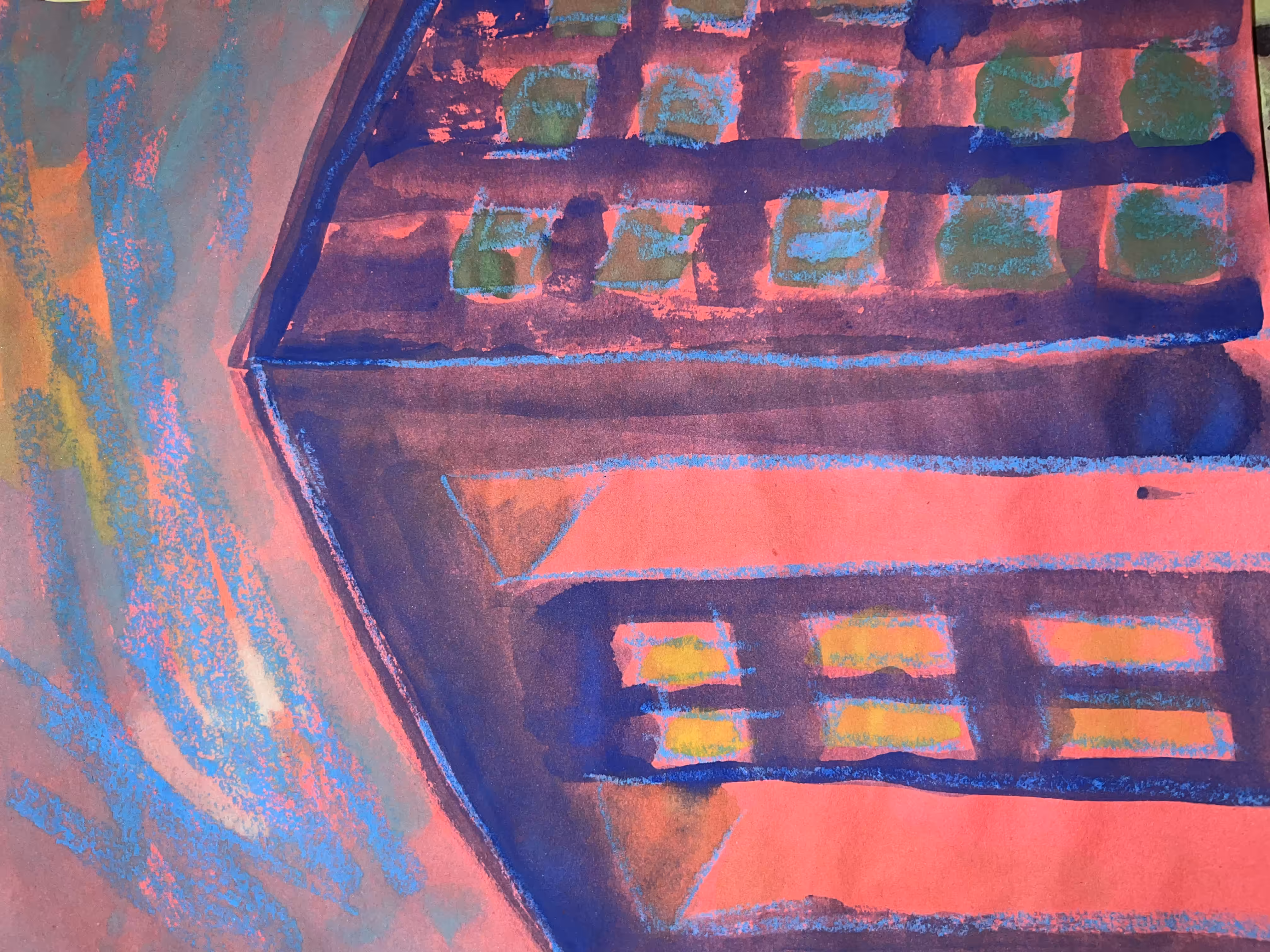 inspired by brutalism as drawn by ai, only painted