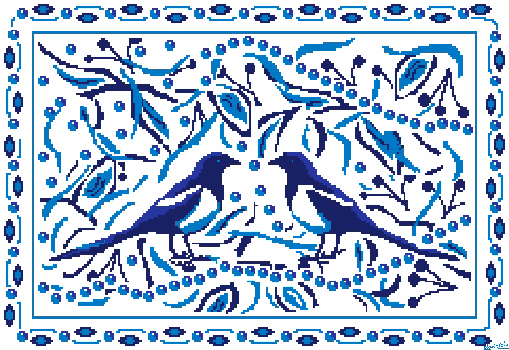 Delft Blue Magpies