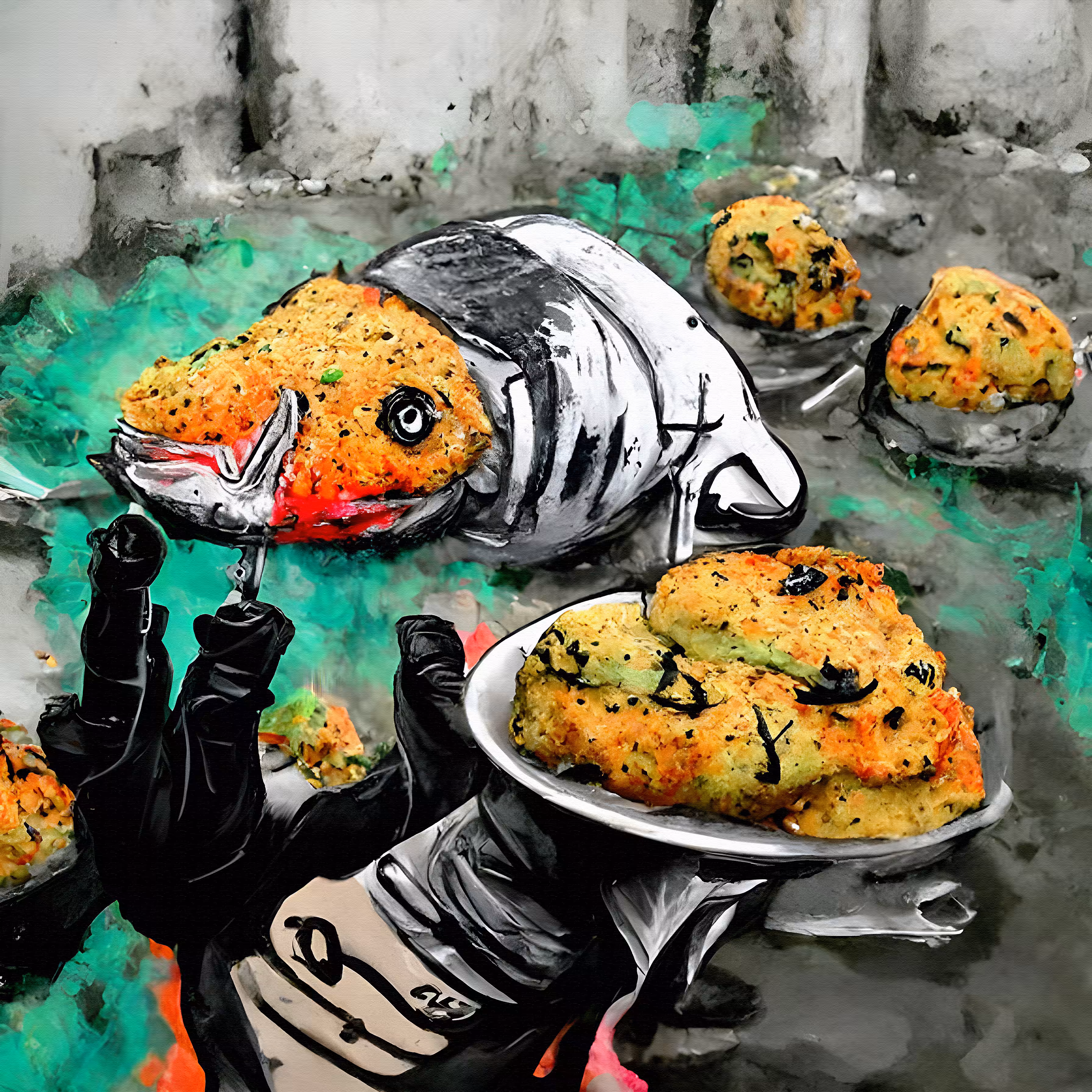 Fugu Cakes & Wasabi Gravy 