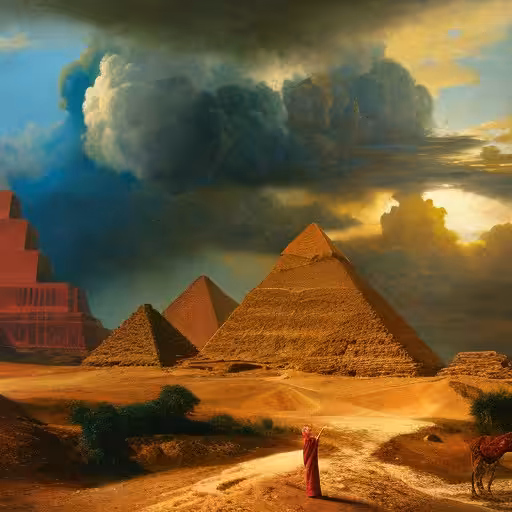 Sunset with the pyramids