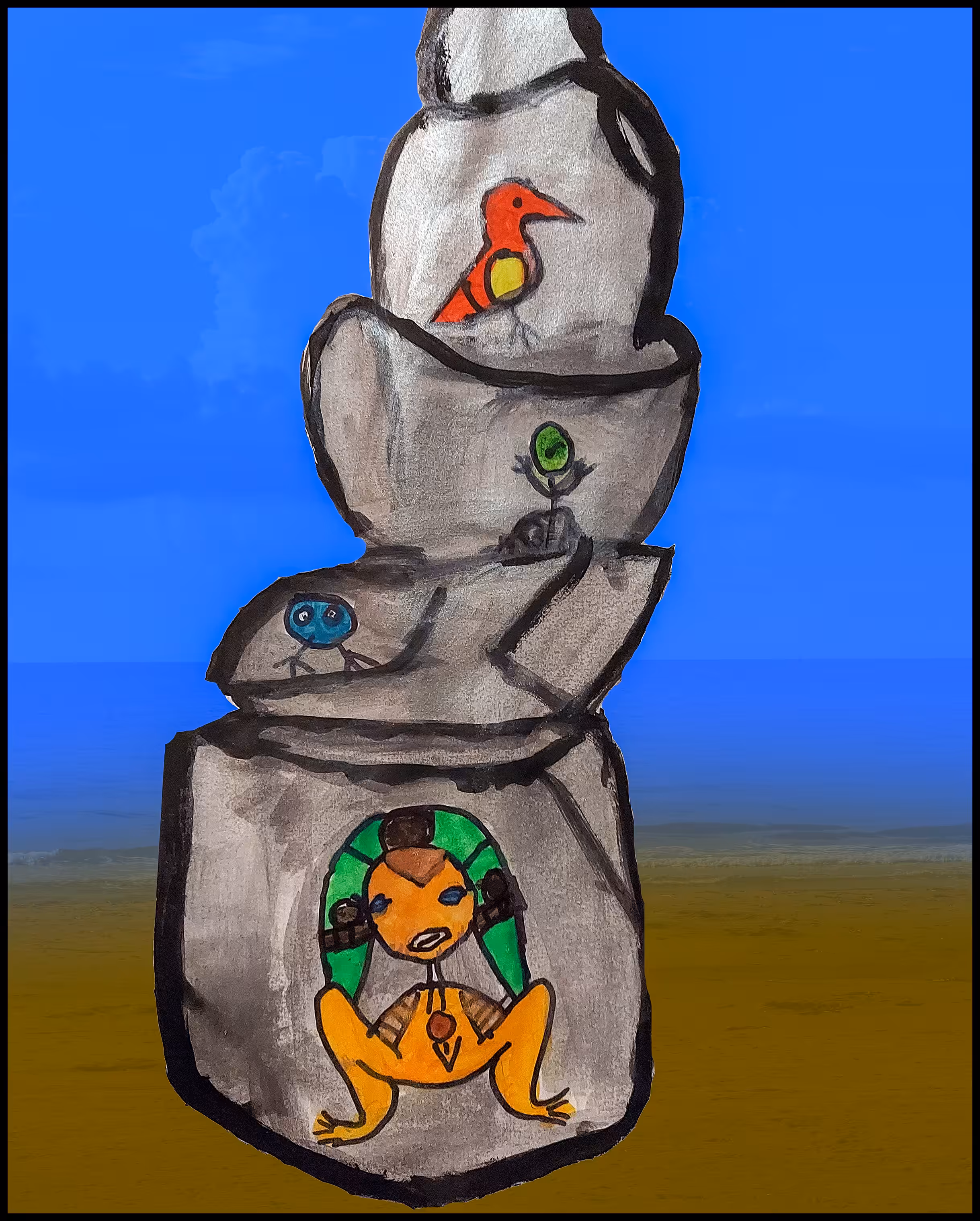 Puerto Rician Stone Petroglyph Tower