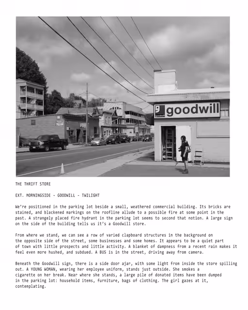 Eveningside [The Thrift Store Bundle] Tech Scout Study and Location Description by Juliane Hiam, 2021-2022
