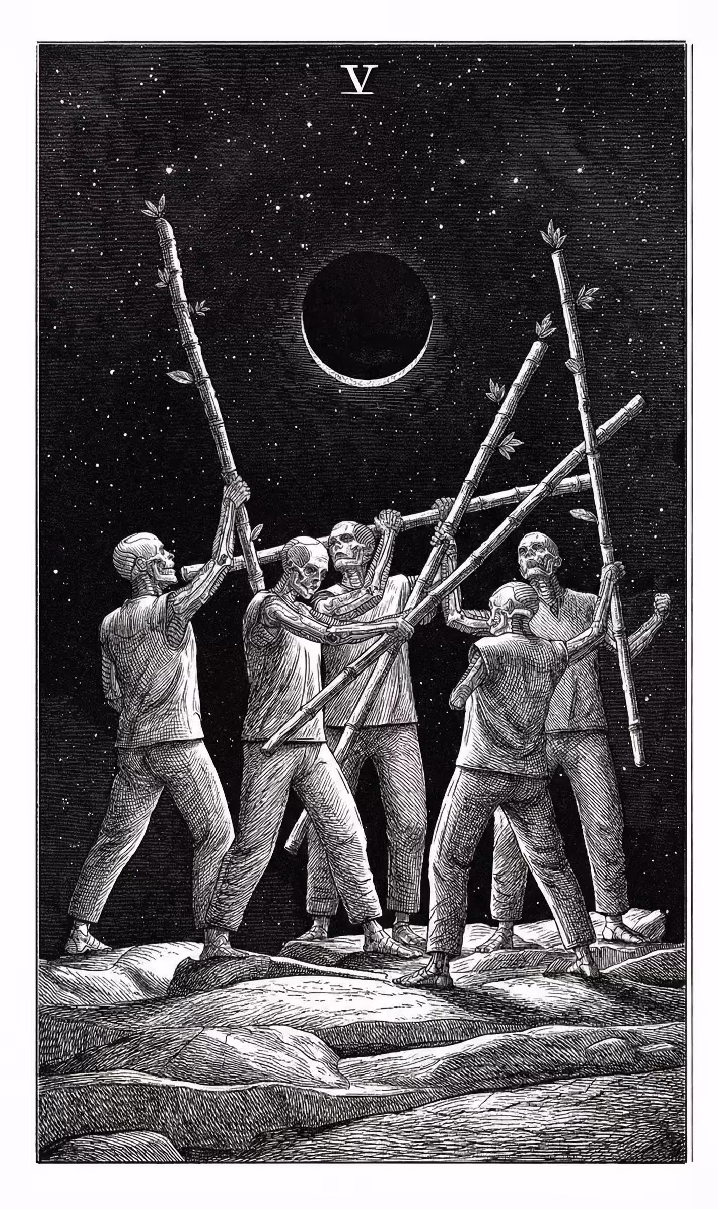 The Fool's Journey: 5 of Wands — Litho