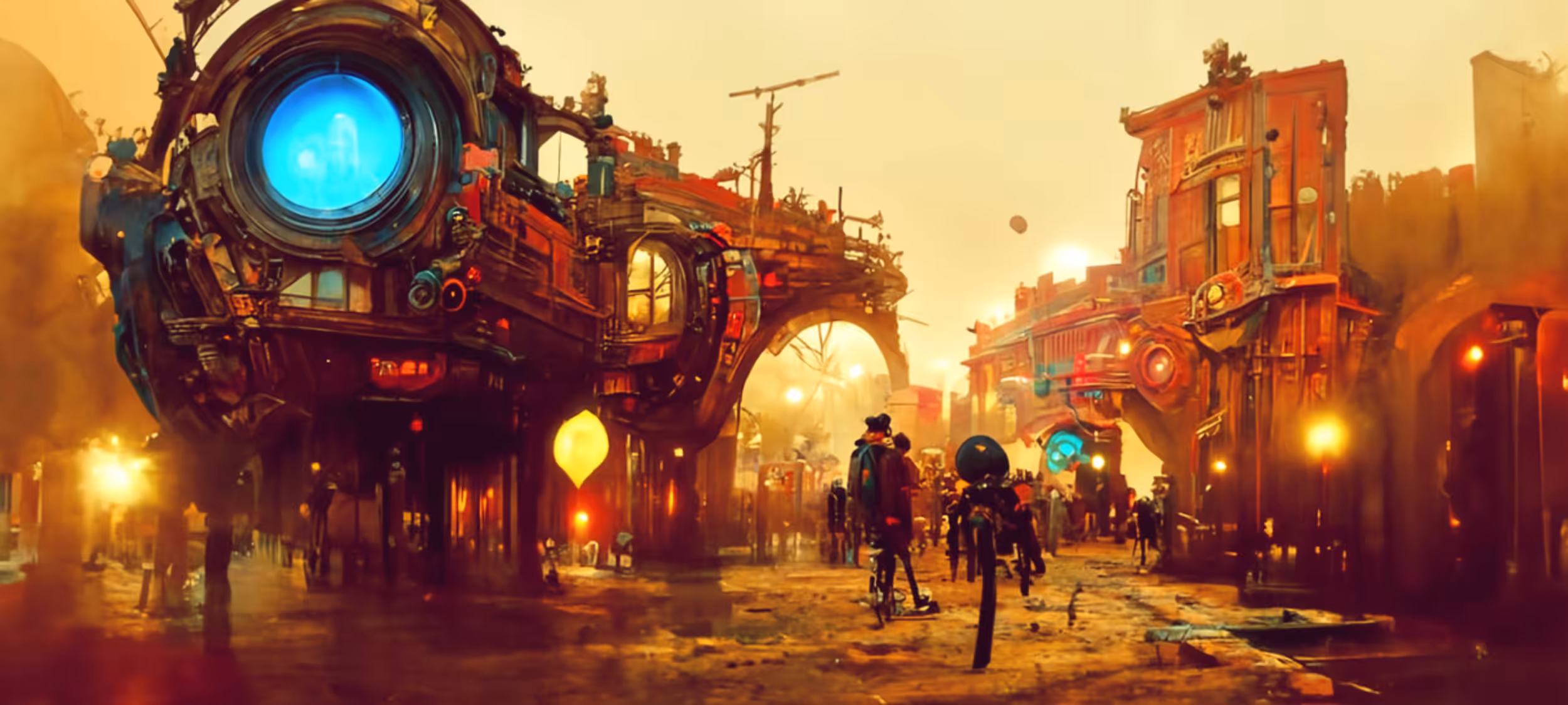 SteamPunk cityScape #019. Foggy evening
