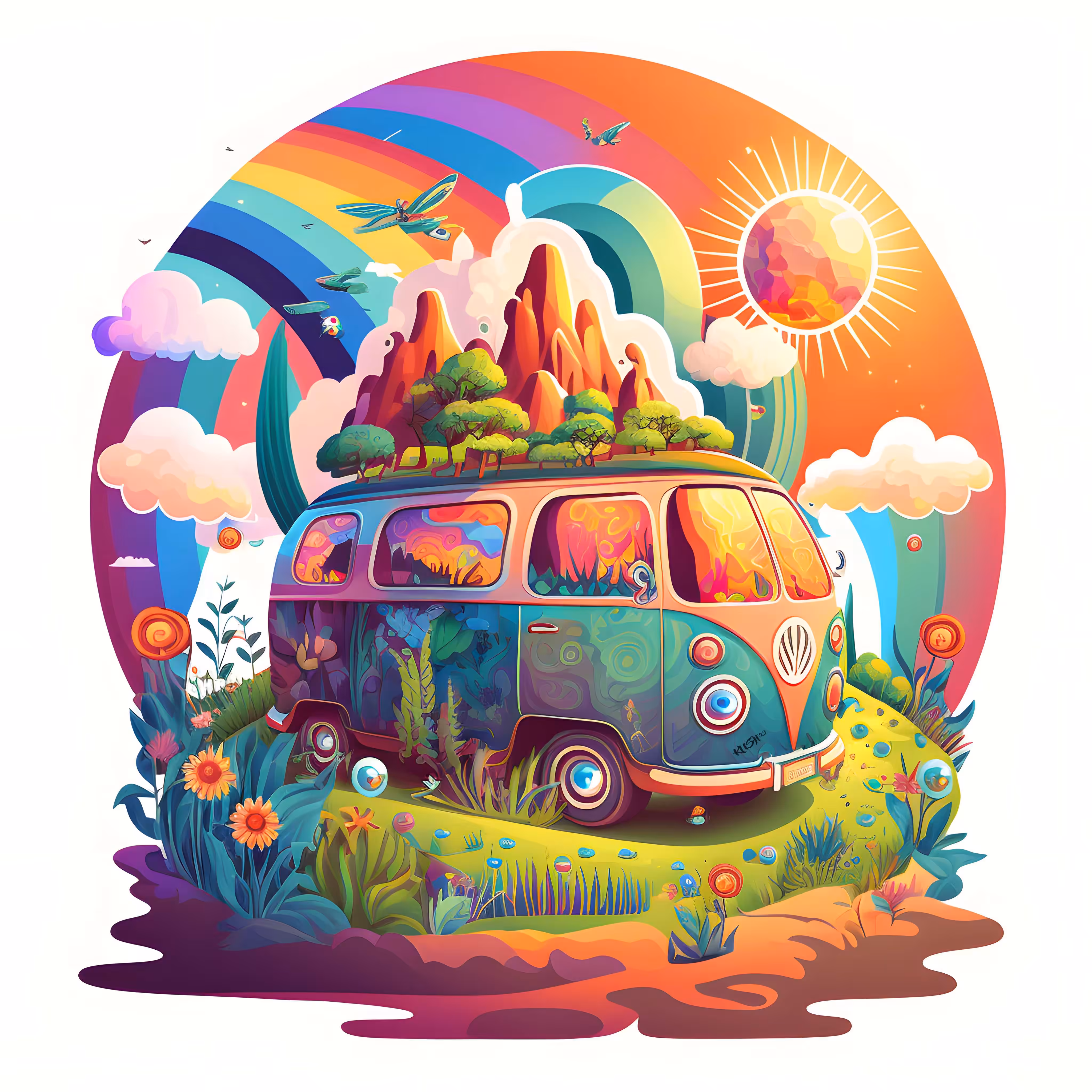 MAGIC BUS: Spring, Enchanted Mushroom Garden at Sunrise