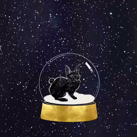 Talisman 🪬 for 2023 Cat-Rabbit in snow globe.
