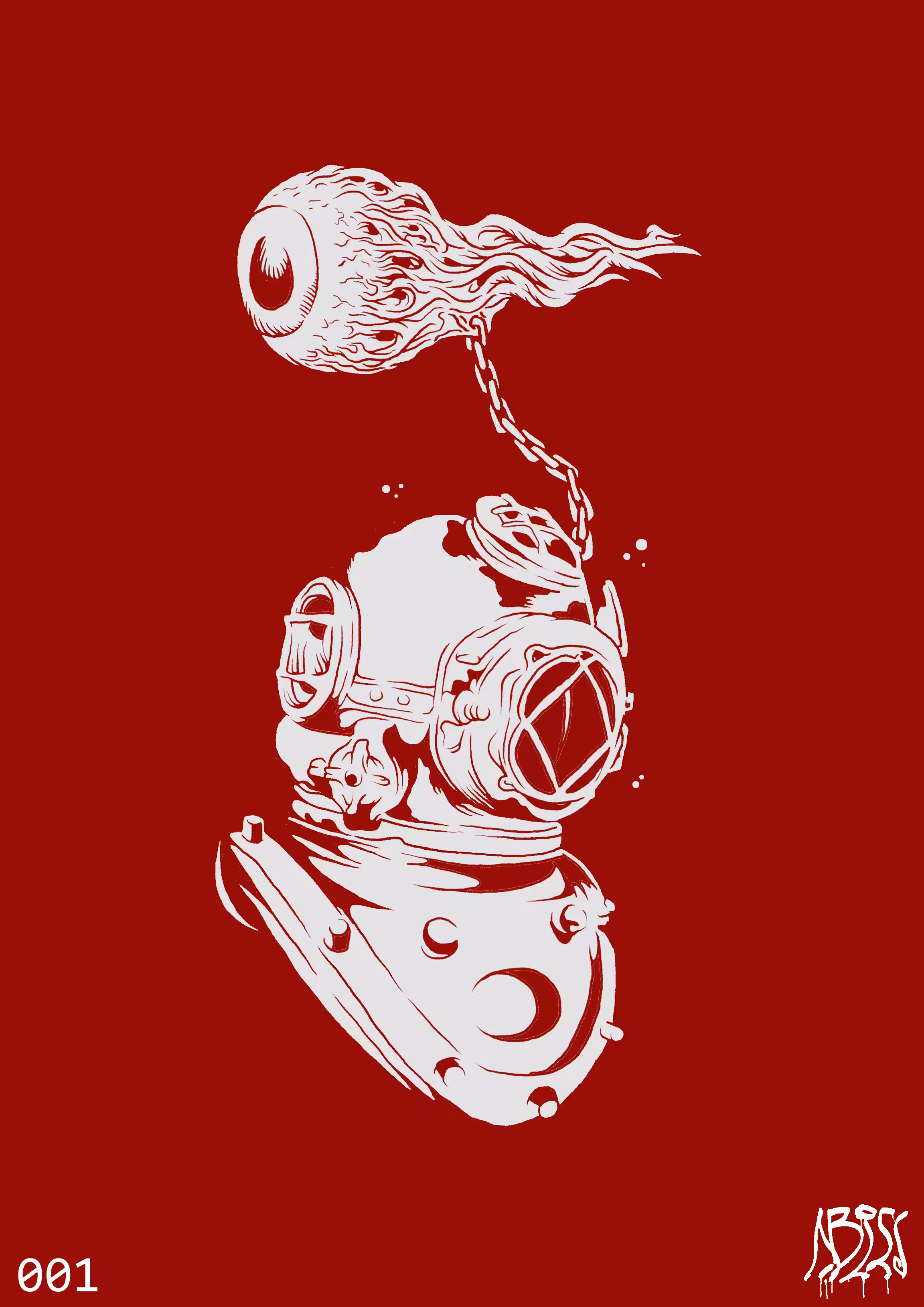 Beyond the Sea: 001 "Beyond the Sea" White on Cherry