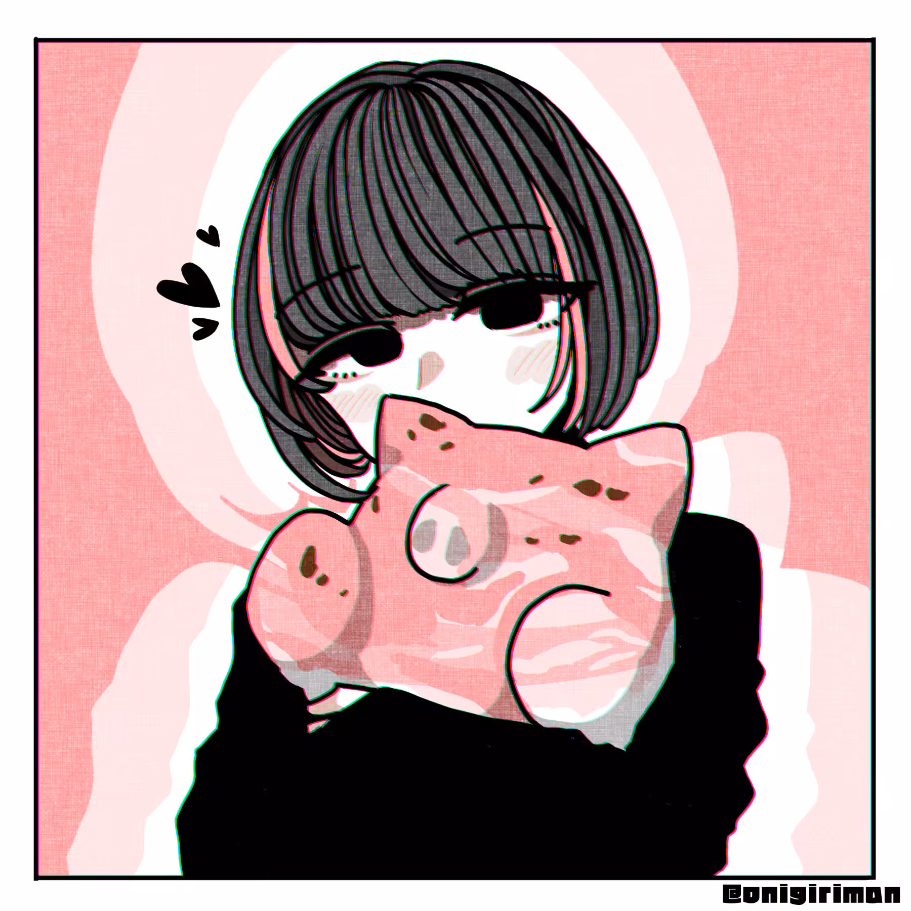 Cuty Menhera Girl with NFT pig plush doll