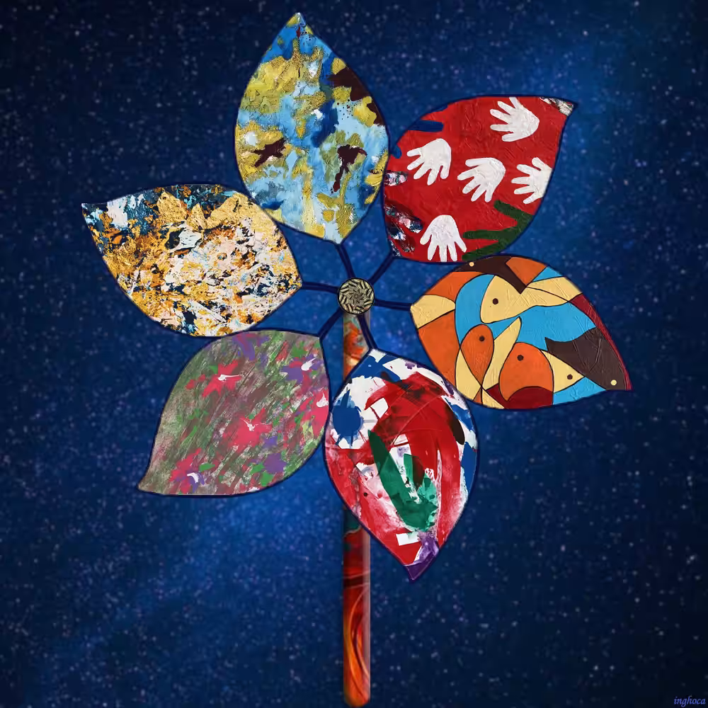 pinwheel 144 Flower in the Space - Collaboration with reyhaneneko.tez