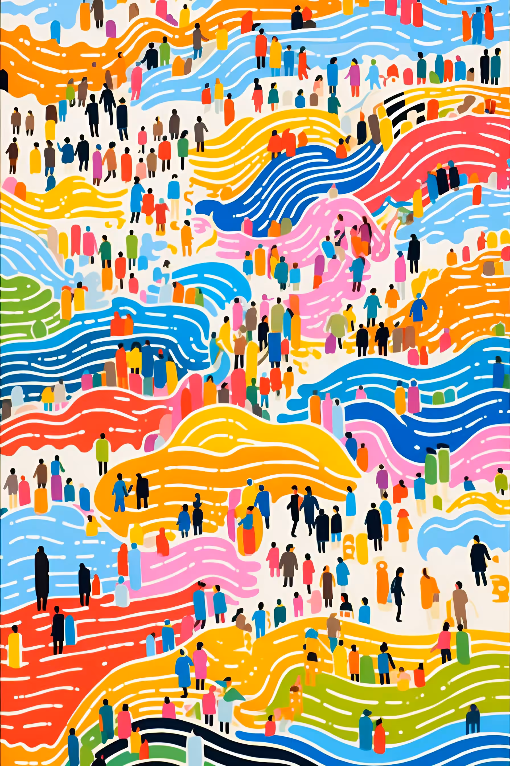 waves of people