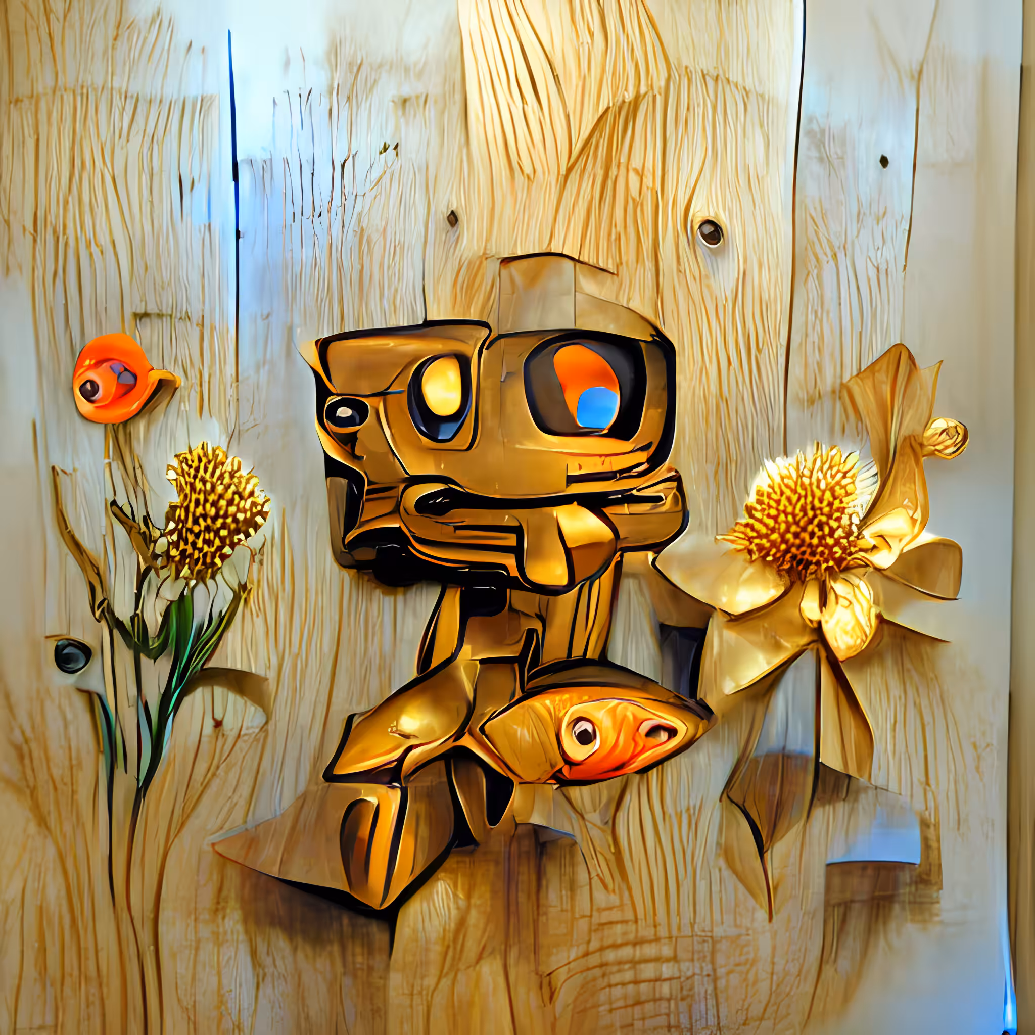 the bear robot walk to the wood get flower gold fish #7