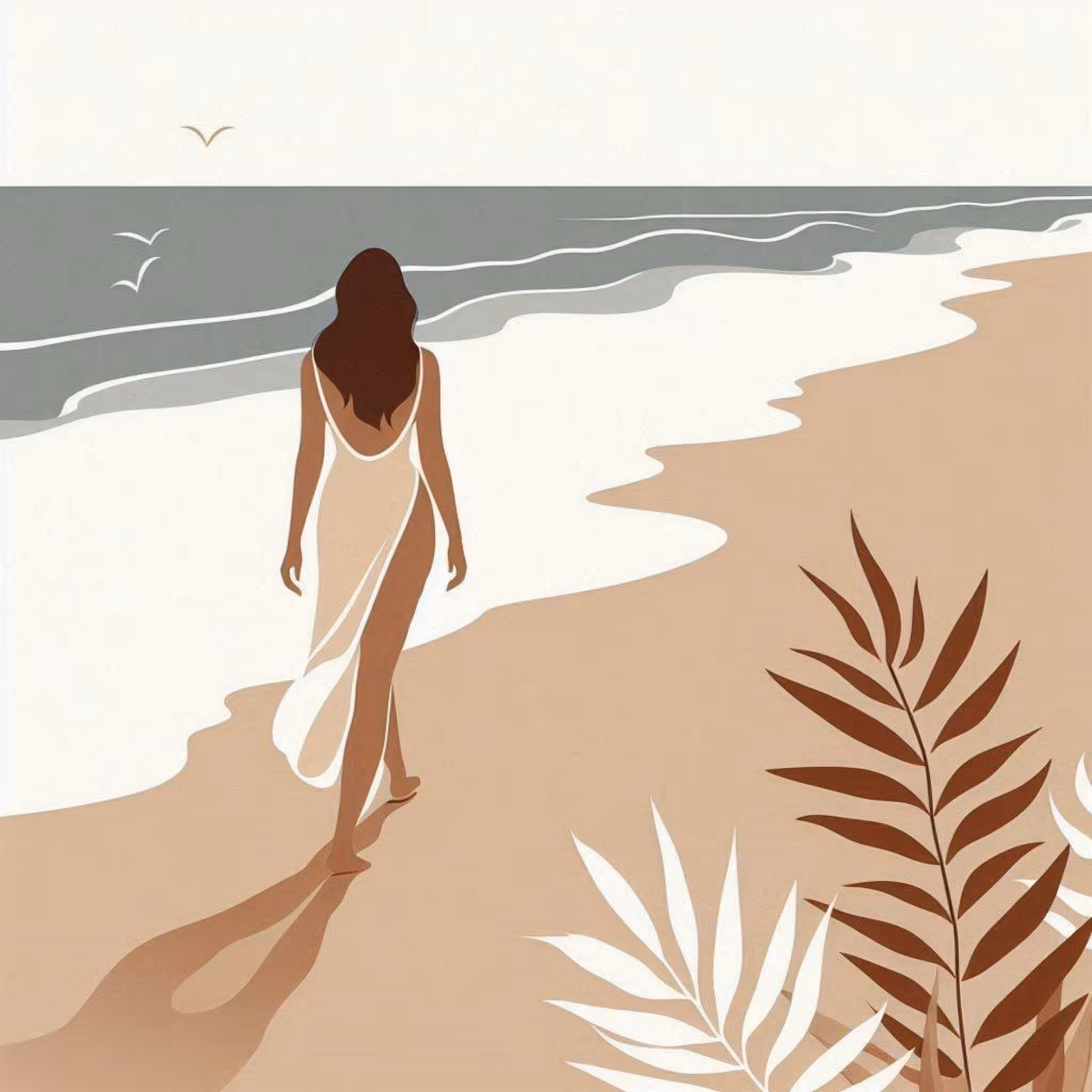 Solitary Stroll on the Beach