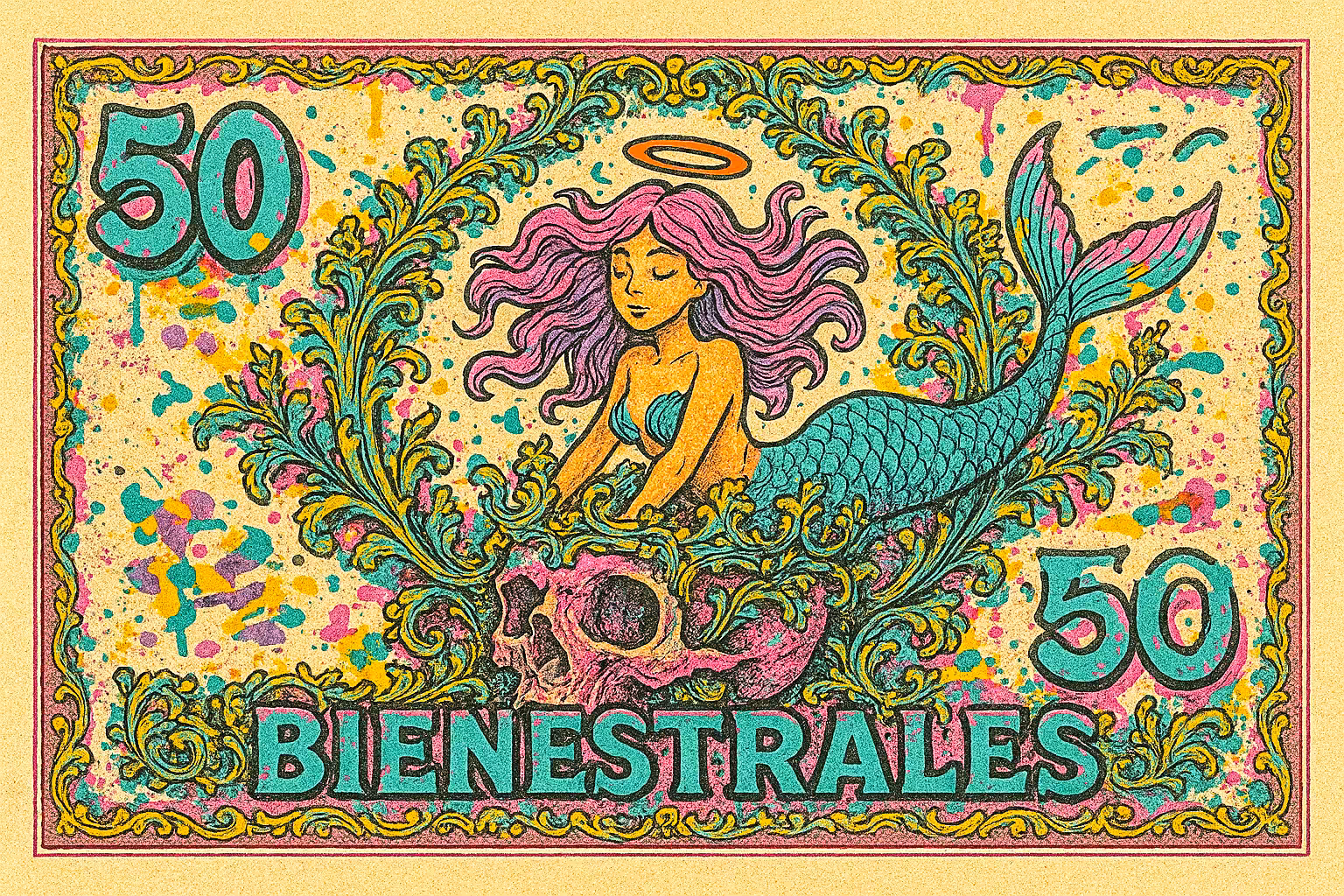 Bienestrales: Mexican Art Money: Bienestrales Mexican Art Money 50 Pesos 