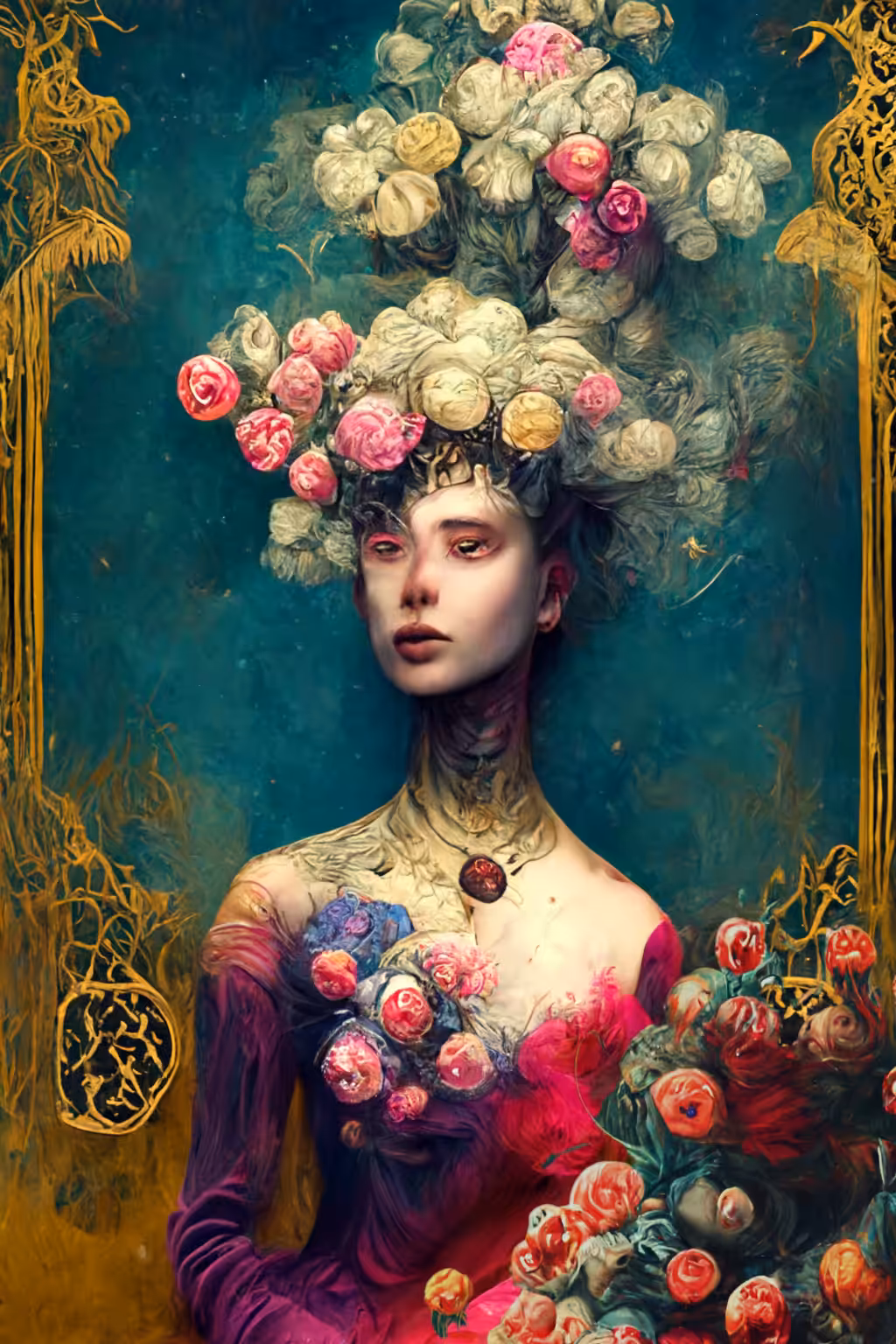 Renaissance lady with roses