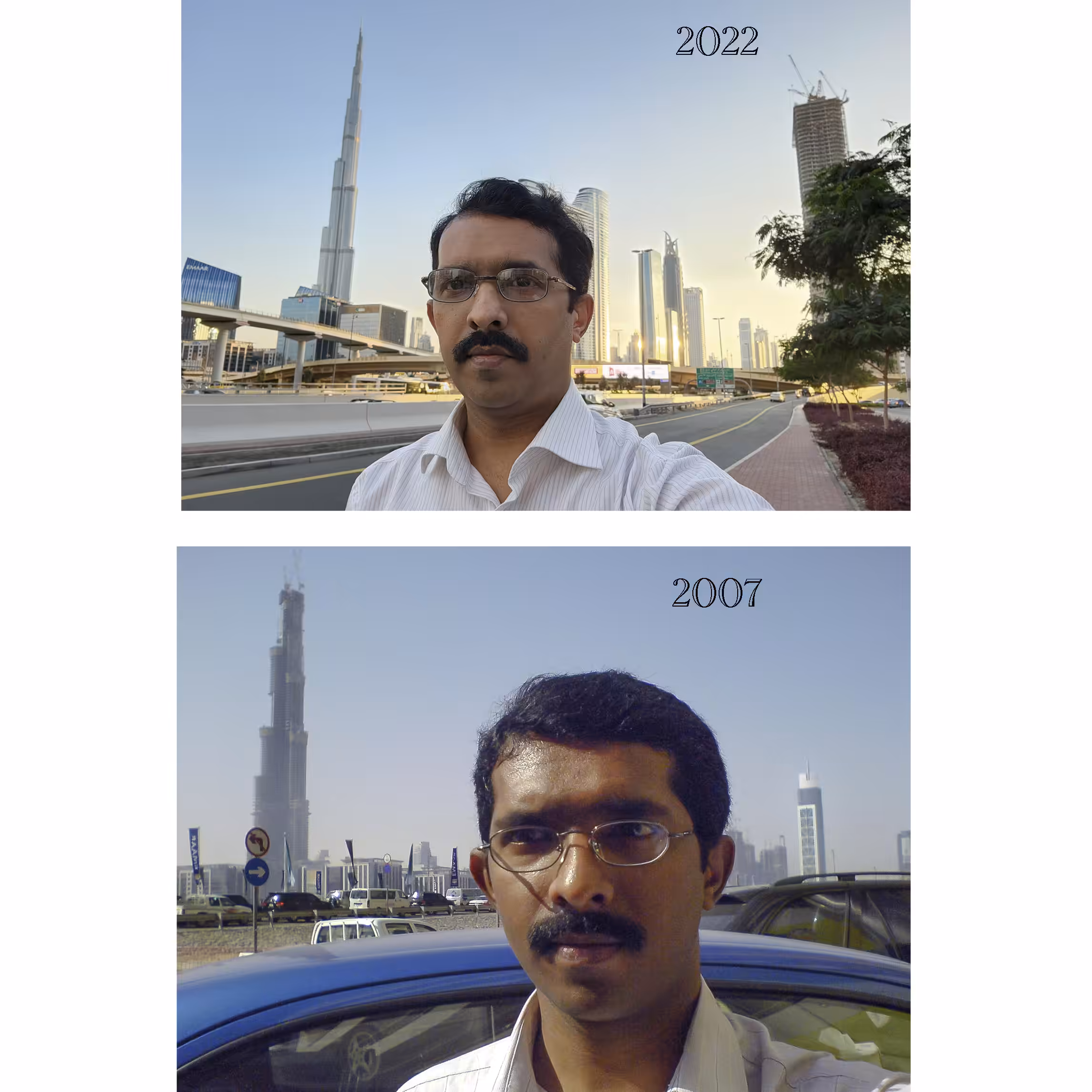Now and Then-Selfie in front of Burj Khalifa
