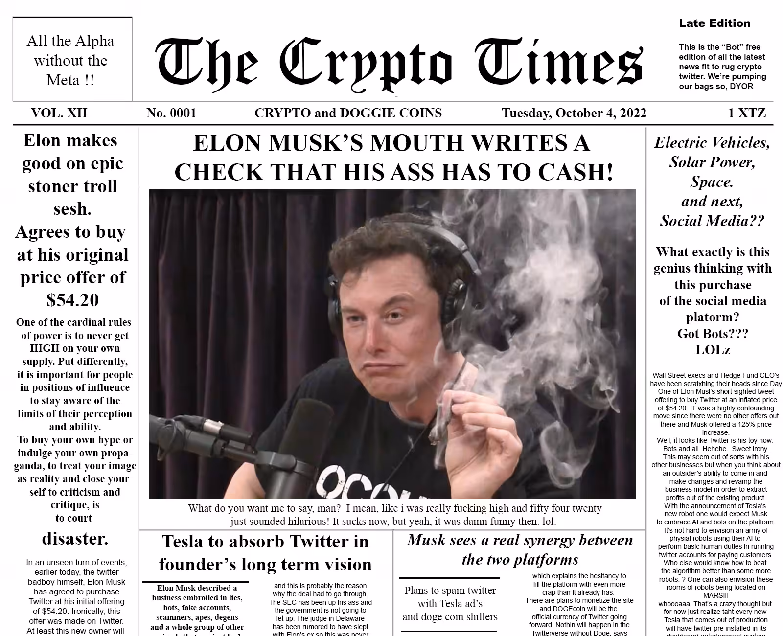 The Crypto Times 0001 - Elon Musk