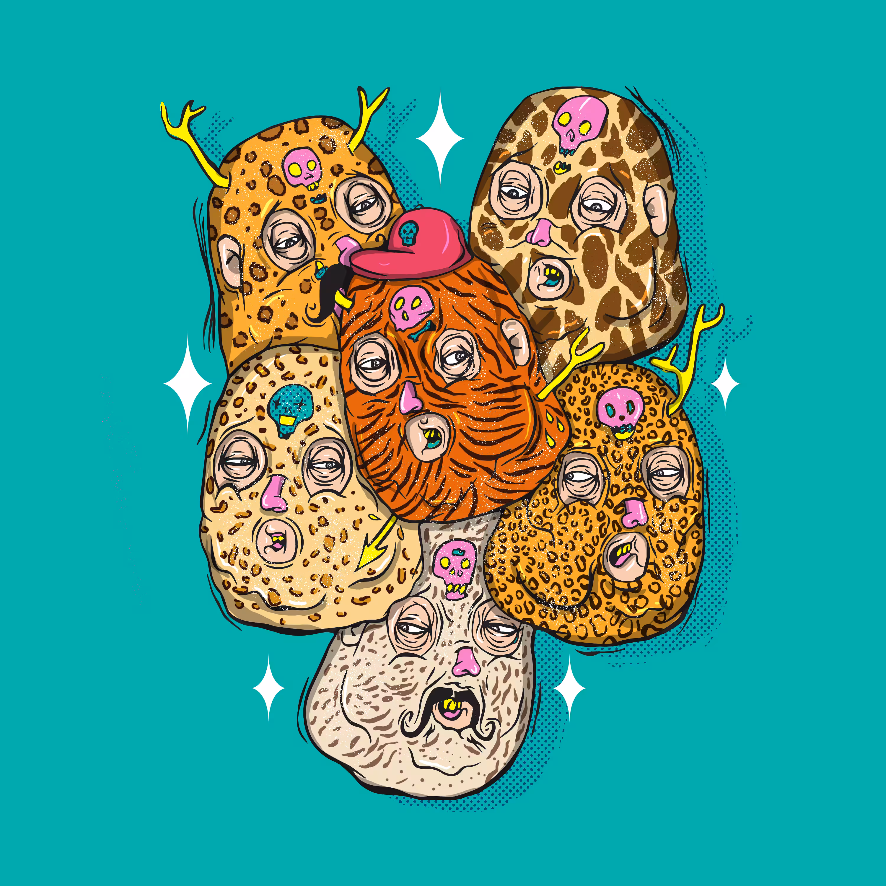 Animal mask seamless pattern