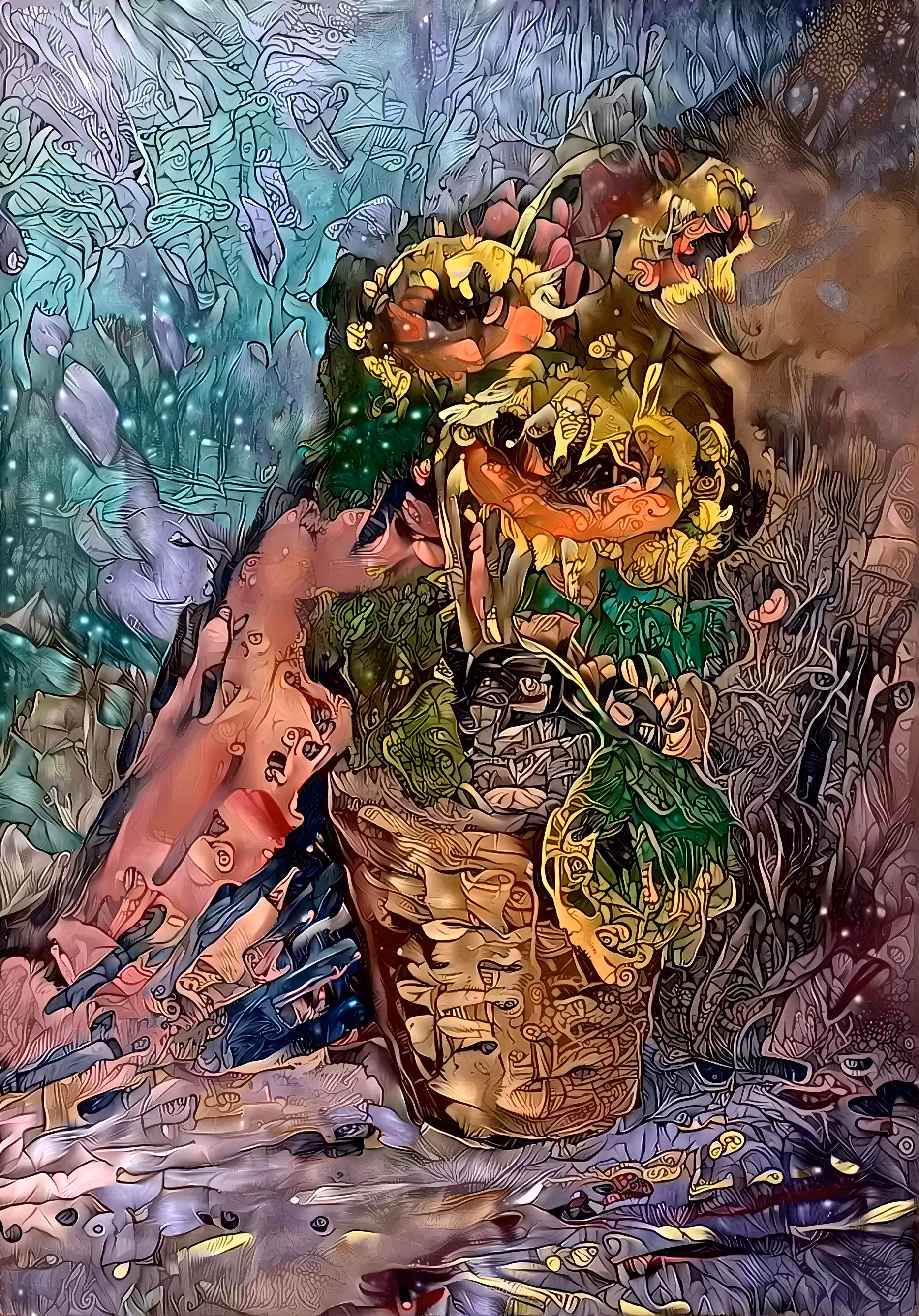 Sunflowers in a pot
