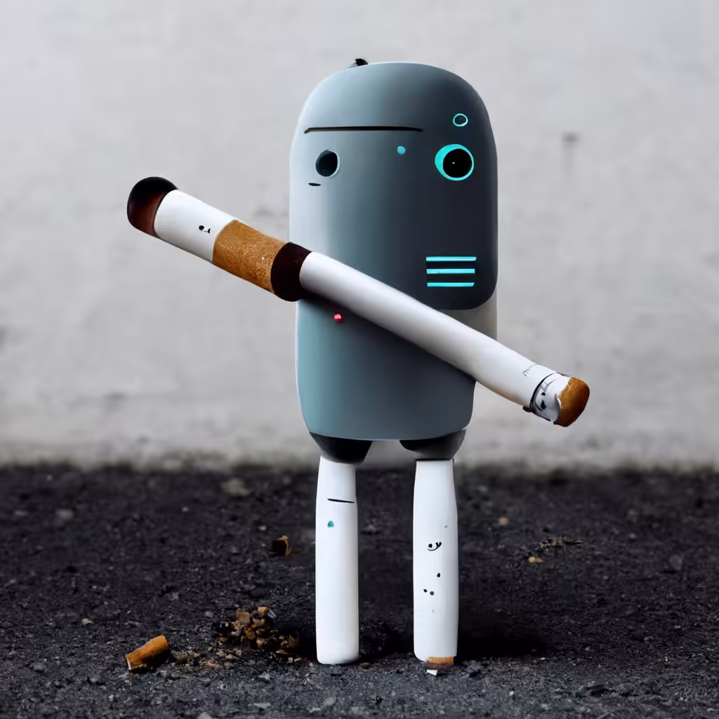 You — the MidJourney bot — smoking a cigarette because humans are annoying.