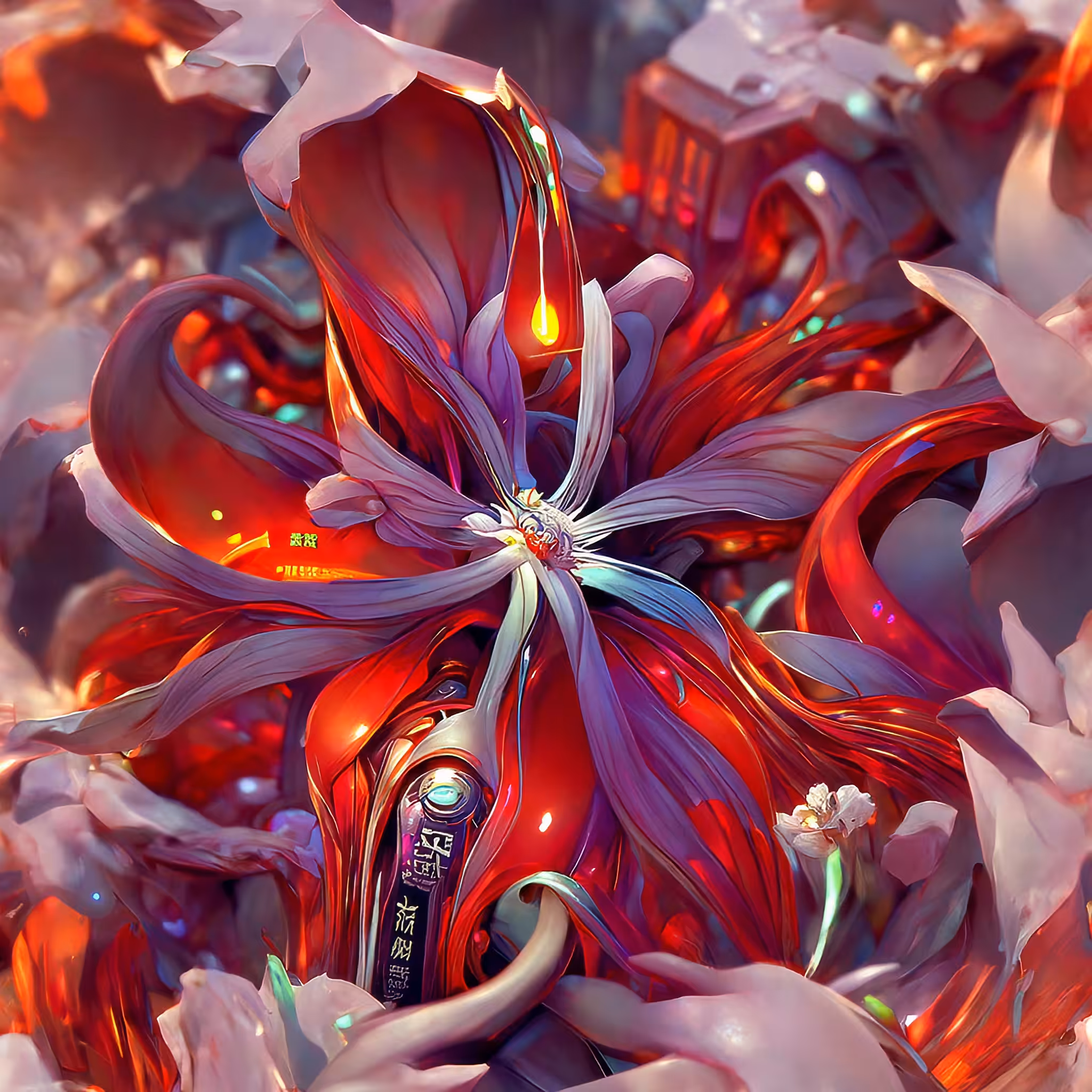 Bionic Red Flower Blossom