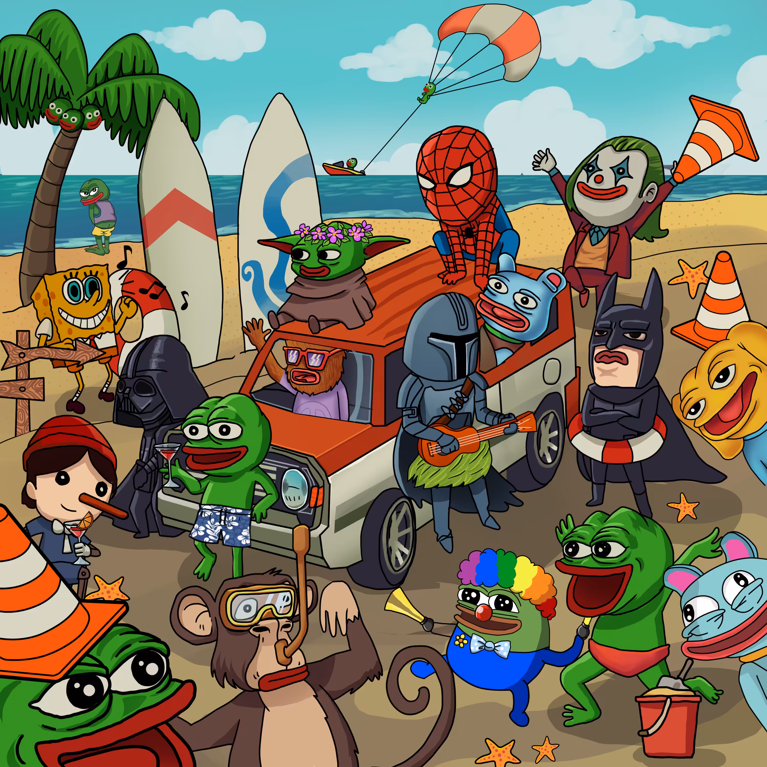Pepe and friends on the beach