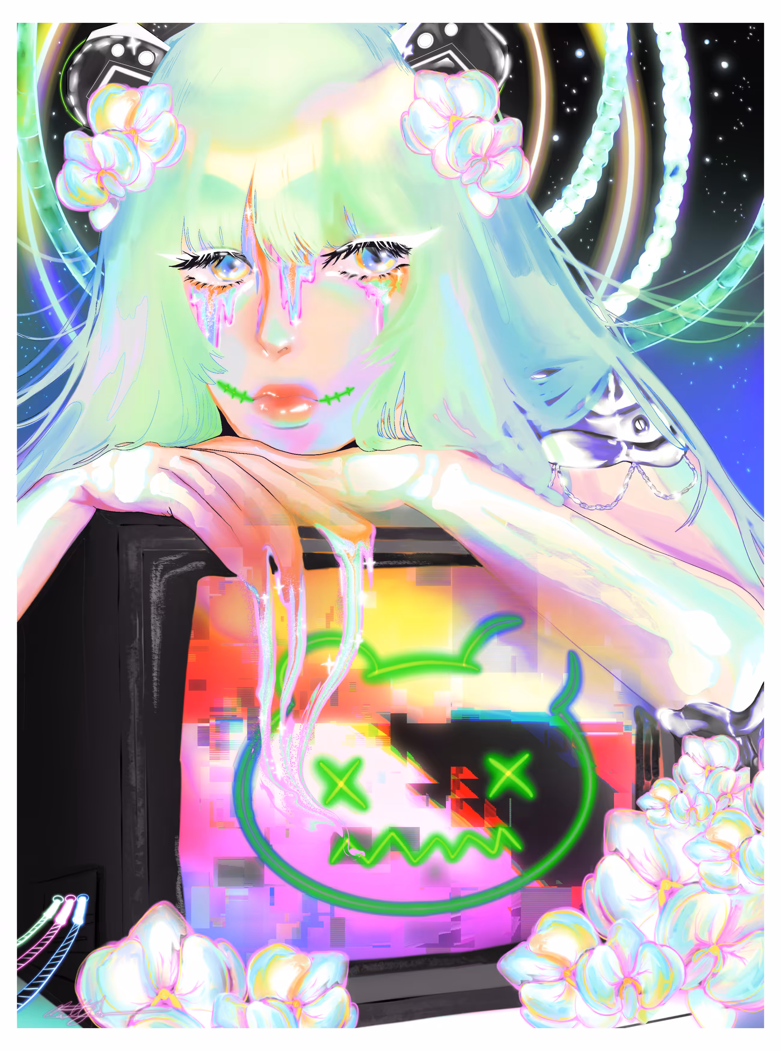 Glitch and Her Orchids
