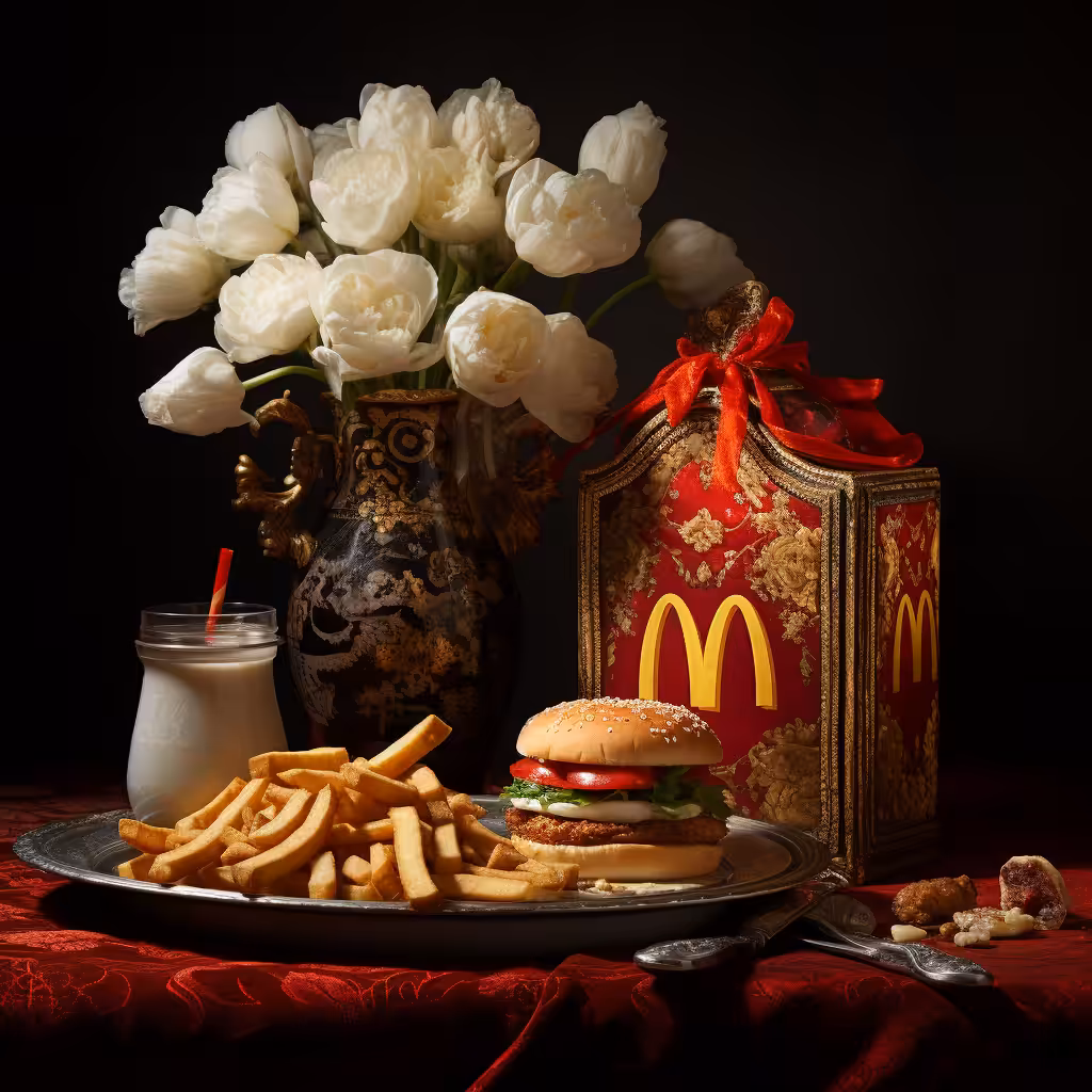 Fries on a silver platter