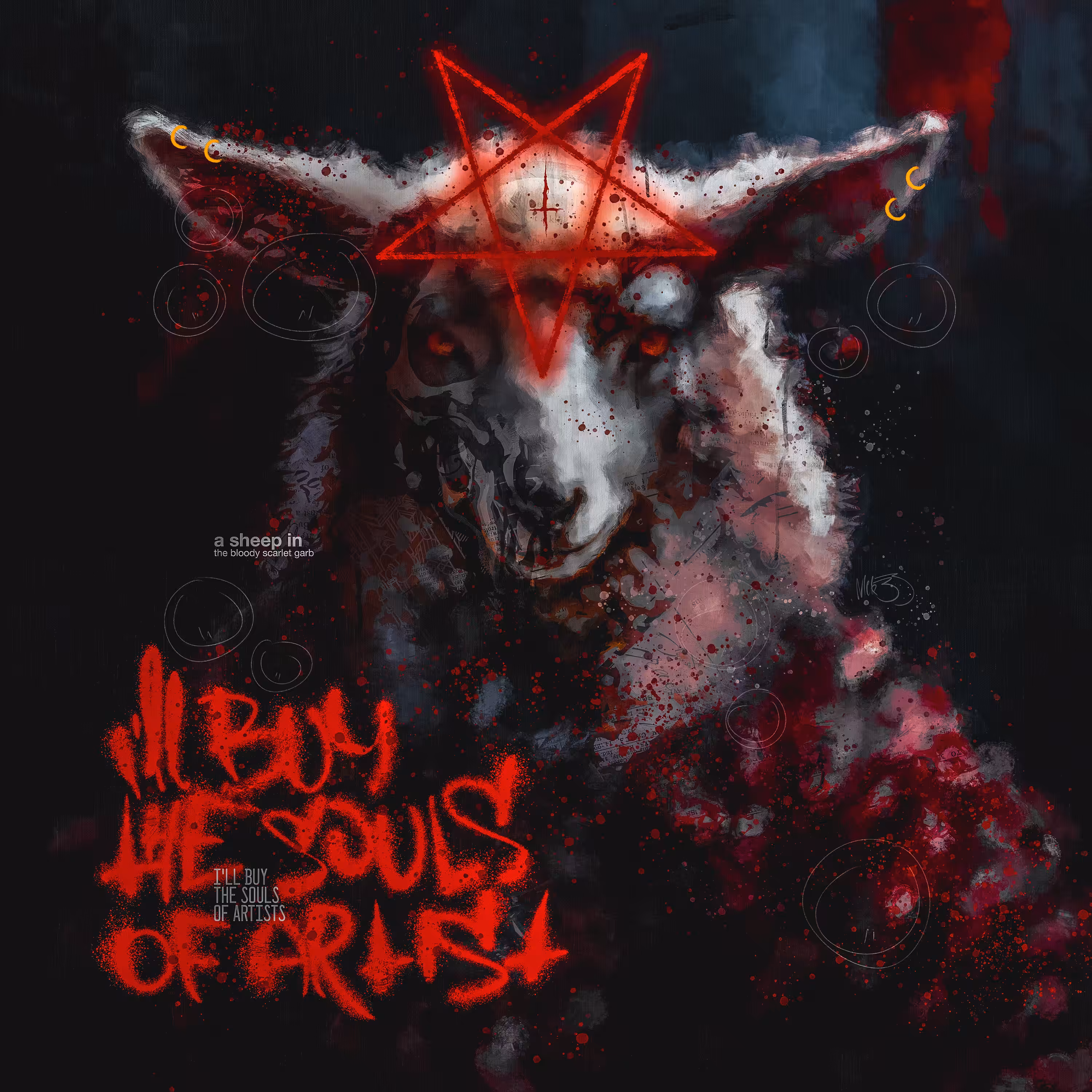 a sheep in the bloody scarlet garb