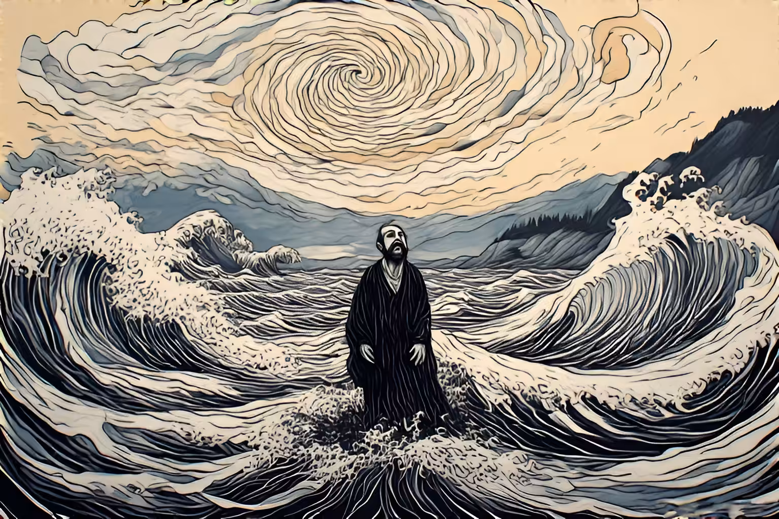 "The Scream" revisited by Hokusai