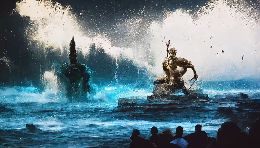 Poseidon statue under the sea #002