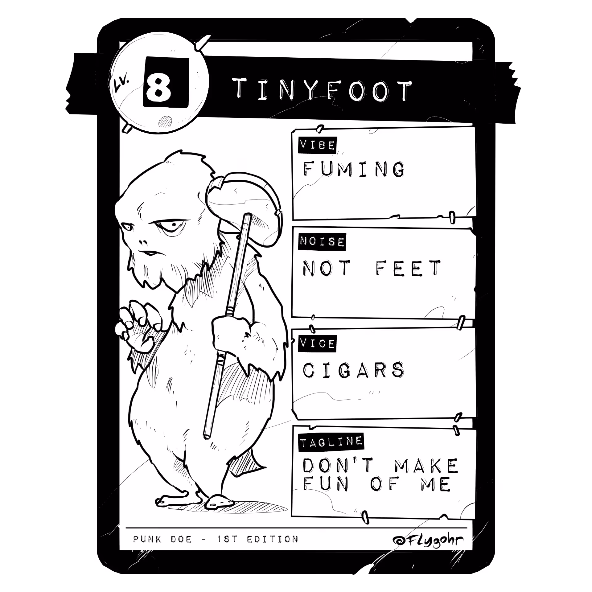 TINYFOOT | Original Villain Card | 1st ED.