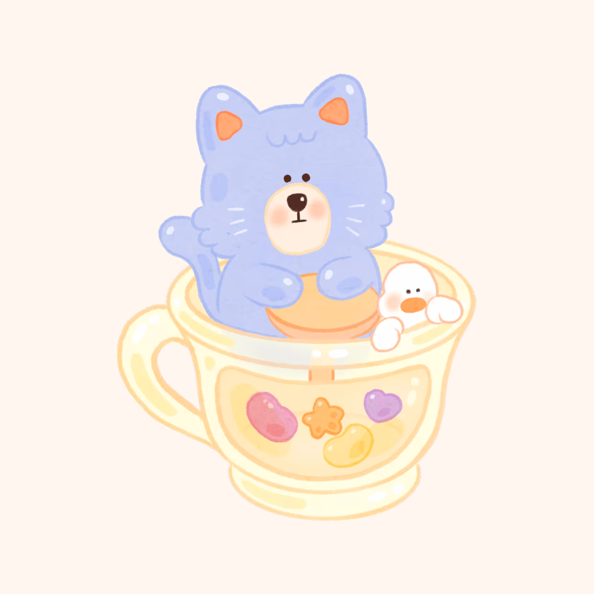 Z09 | #082 : Blue cat & Duck