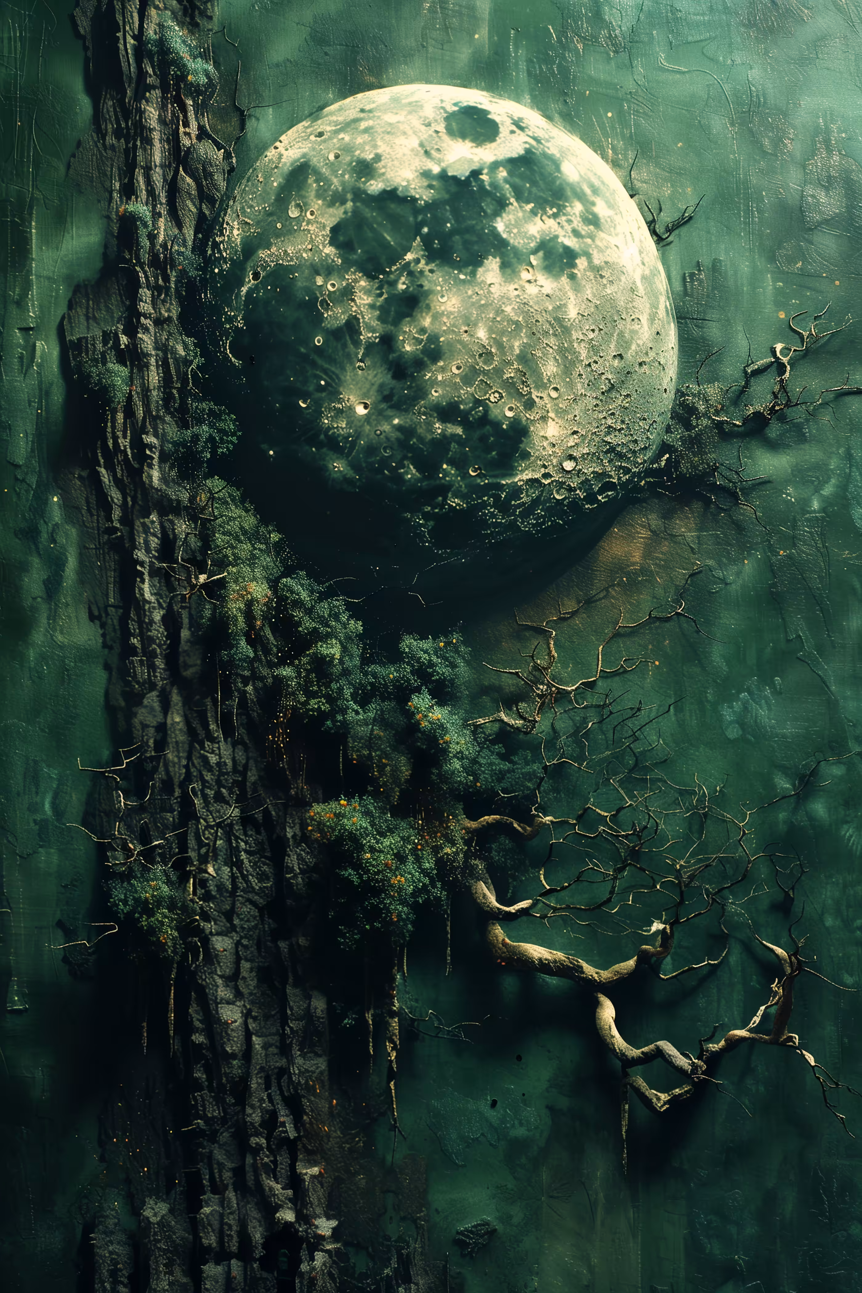 The moon set in the wall