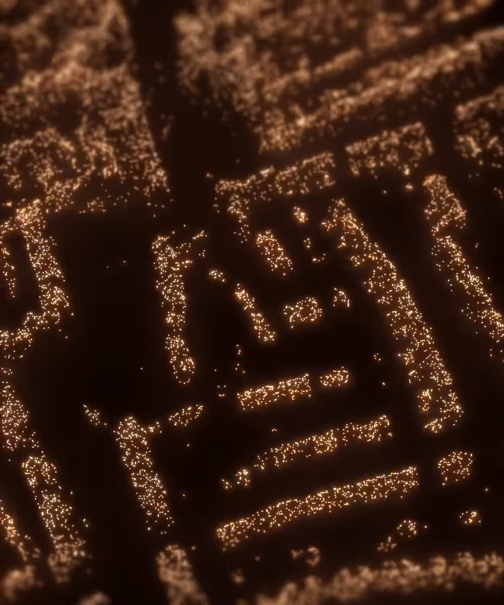 A town with meandering streets below (2021)