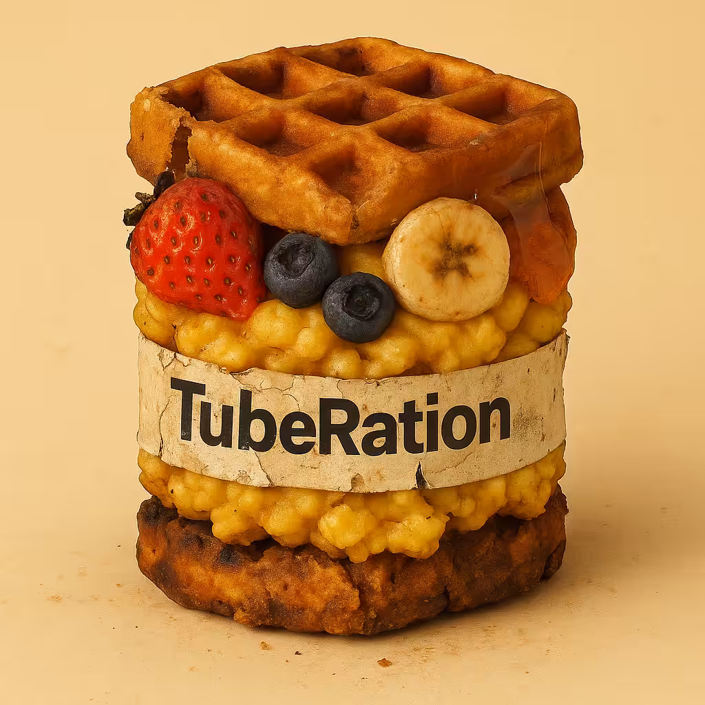 Anonymous Nobody’s Not-So-Supermarket Sale Rack: Waffles, Fruit & Eggs TubeRation™️ (Damaged)