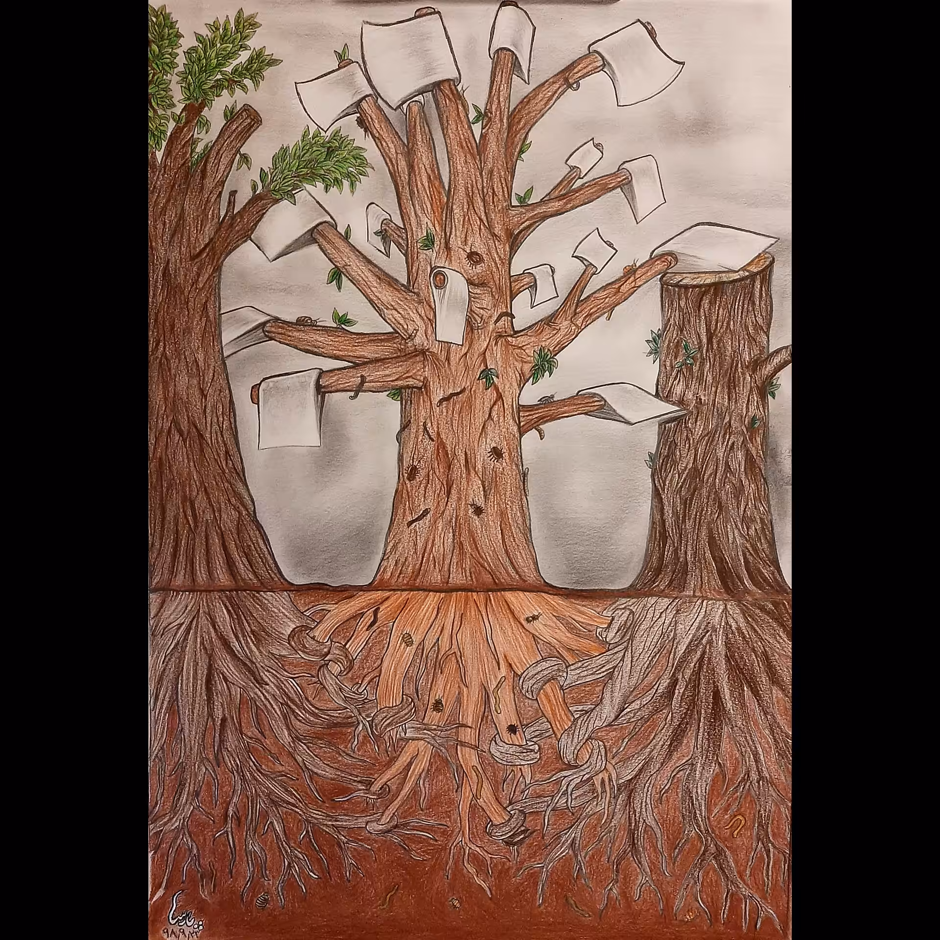 Tree Turns To An Ax