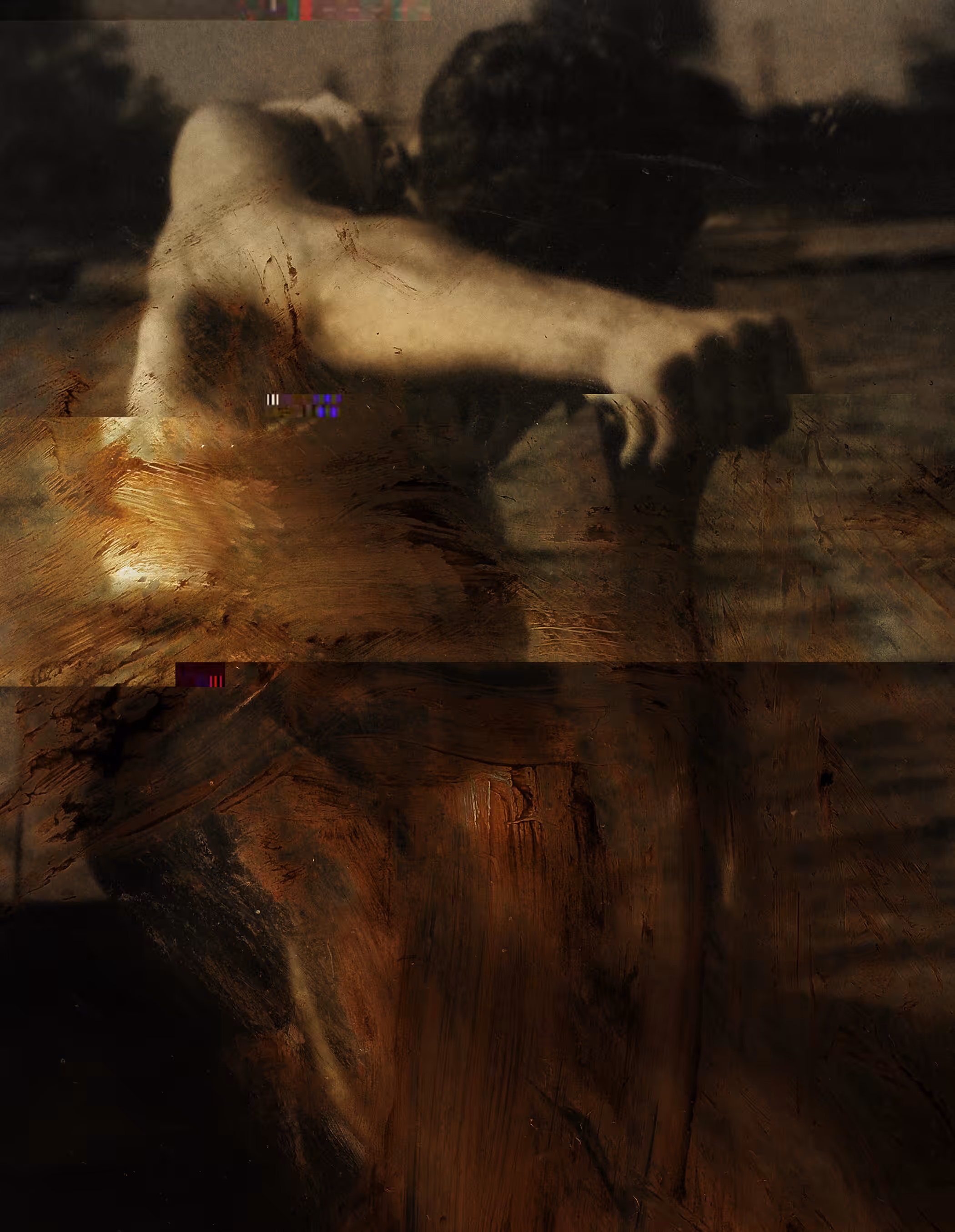 untitled overpainting no.2000477 | rowing man on a burning boat