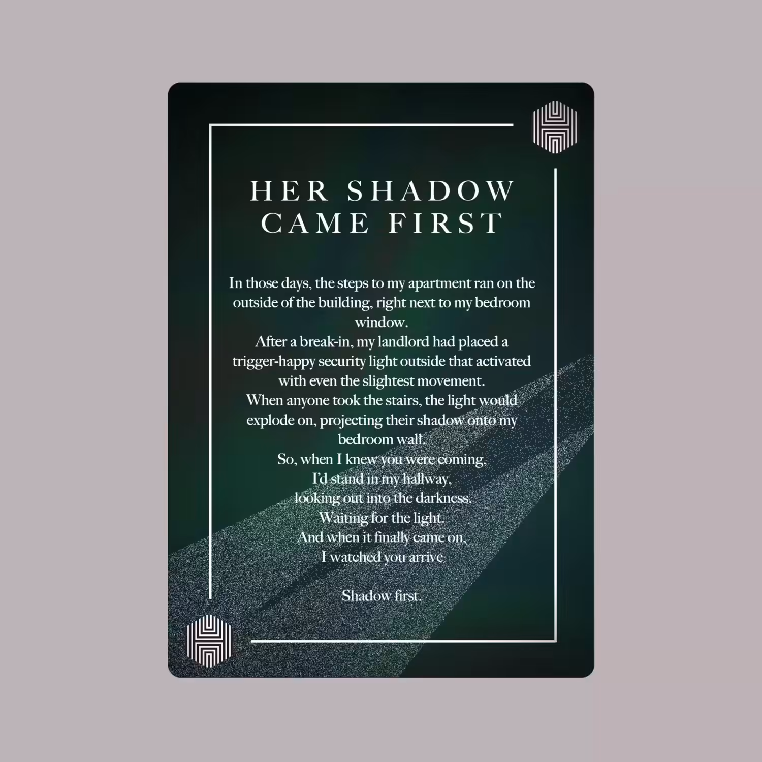 POETRY CARDS VOL 1 | META/VERSE: 017 - HER SHADOW CAME FIRST