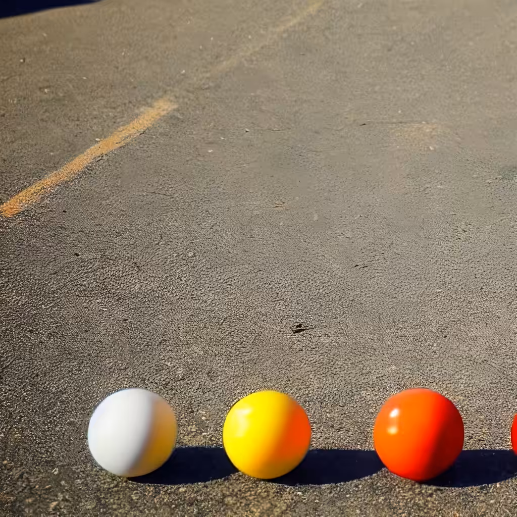 "three balls thrown in the air to get a straight line" attempt #2