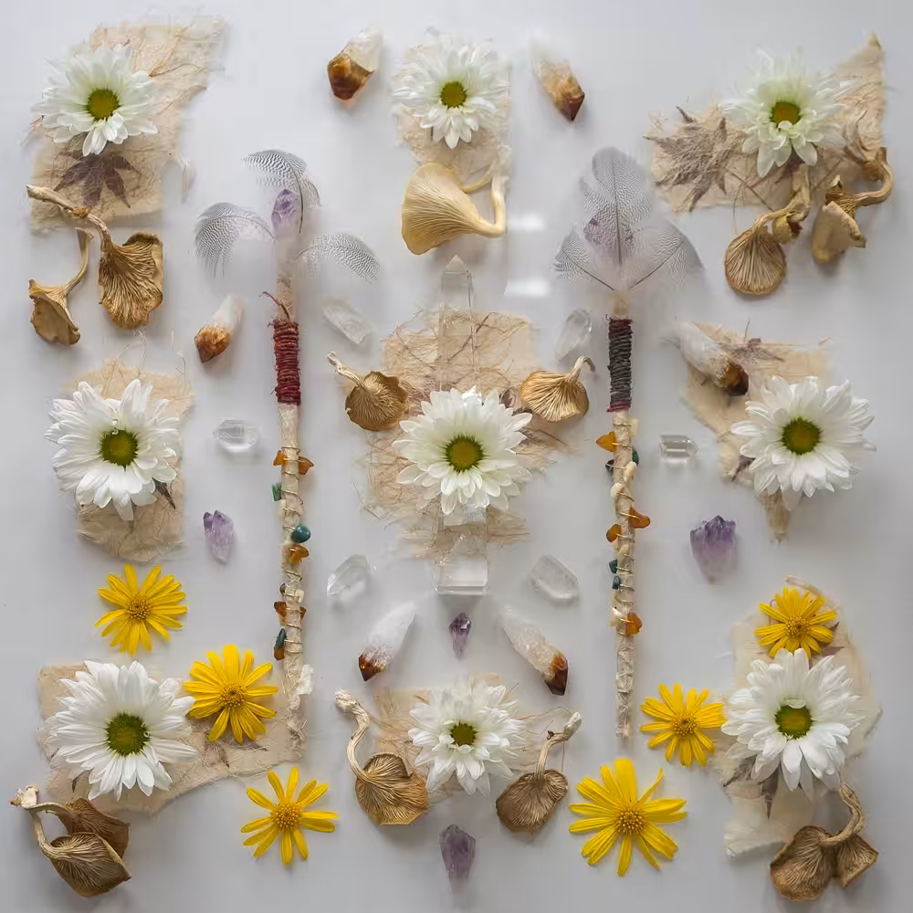 Grid of Nine. Series 1: Magical Wands and Mushrooms: Sun and Daisies.