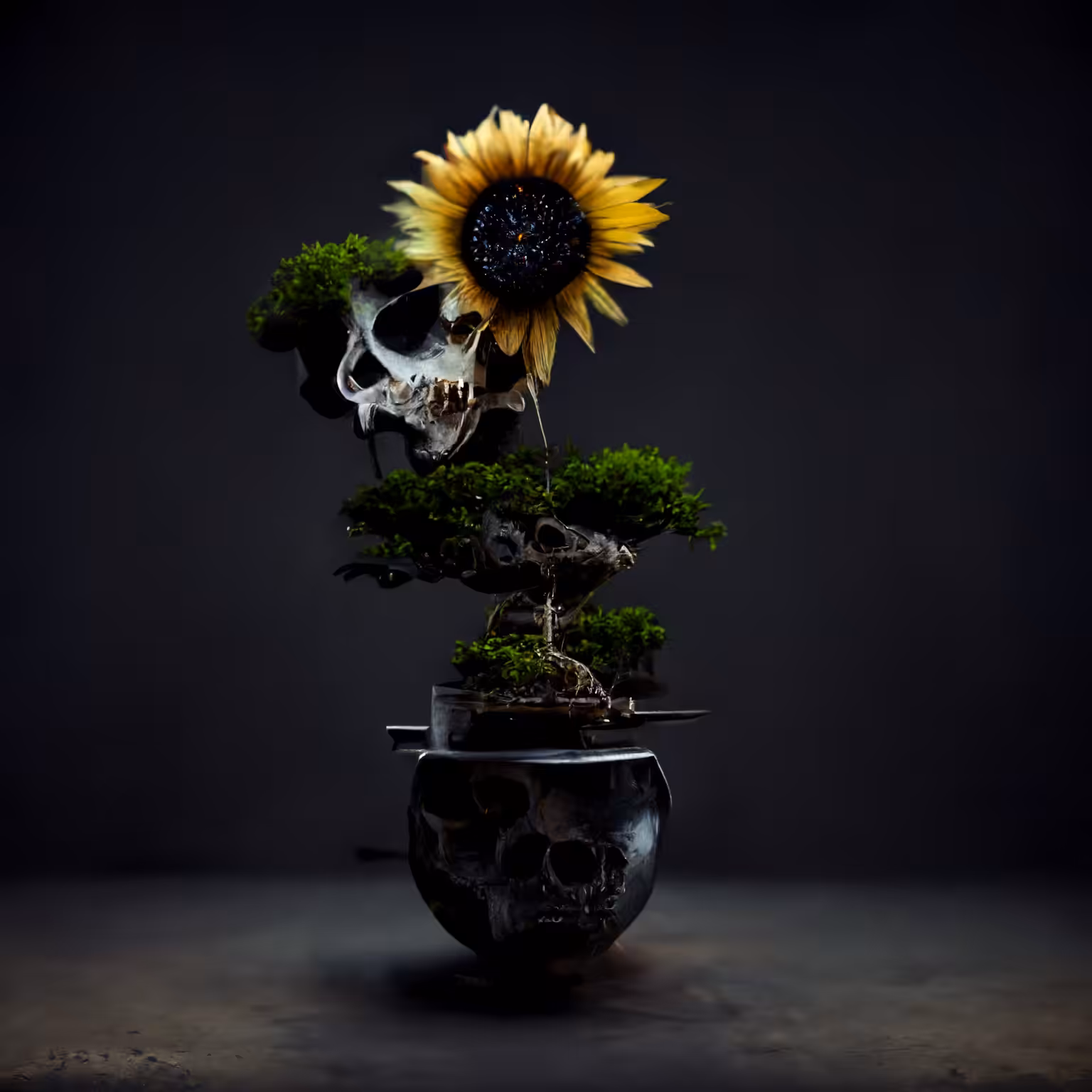 AI Cyber Skull Bonsai 夏