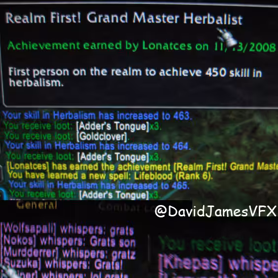 World of Warcraft Realms First! Grand Master Herbalist 2008 Screenshot